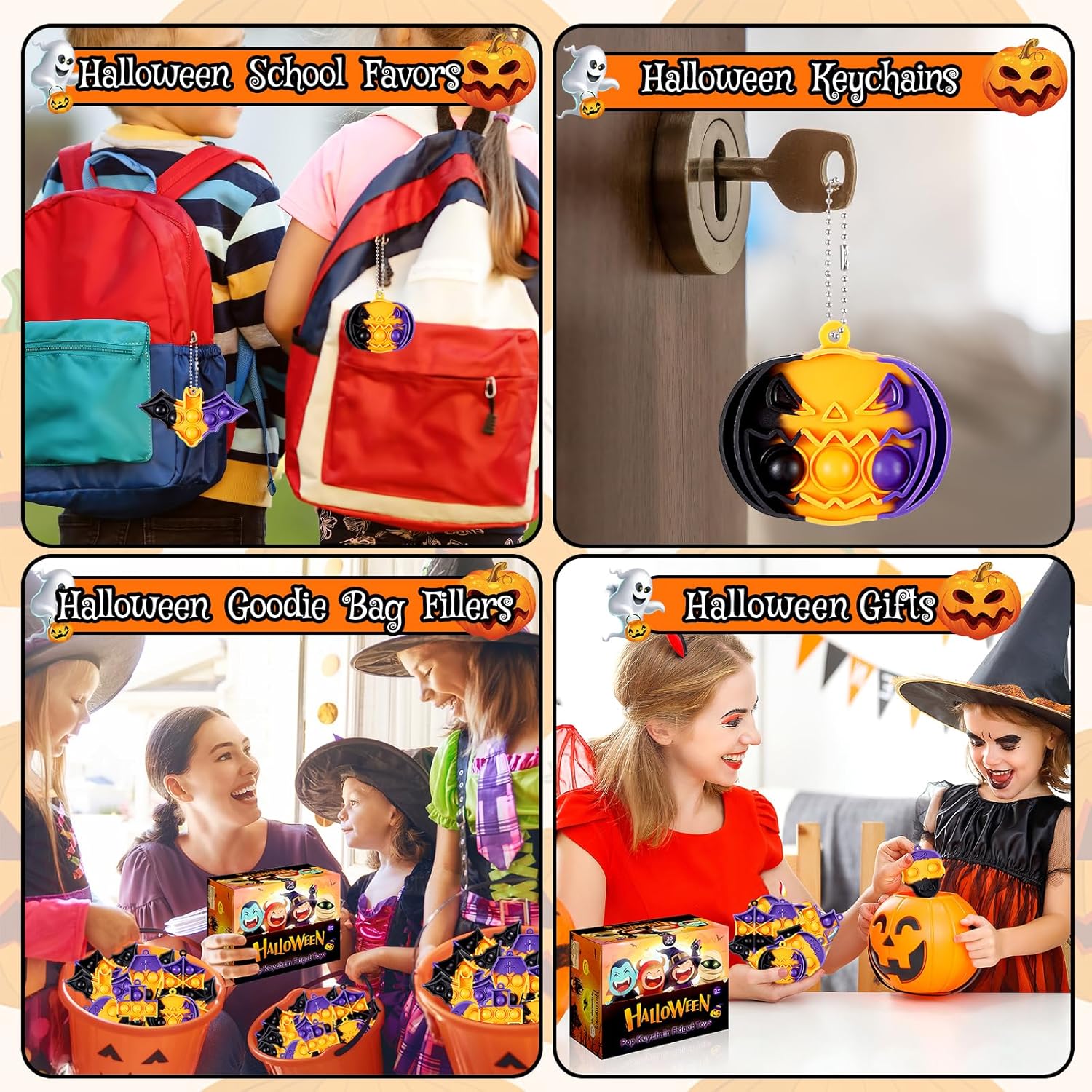 30 piezas de mini llavero de Halloween Pop Fidget juguetes a granel, juguetes de Halloween para bolsas de regalos, regalos de fiesta, premio en el