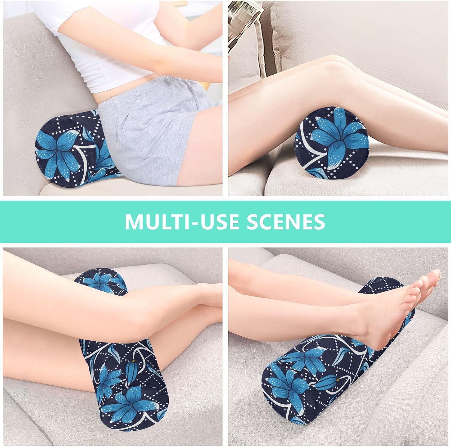 KLL Cojín largo con diseño de batik indonesio floral, almohada para el cuello, almohada redonda para bebé, almohadas cilíndricas para dormir,
