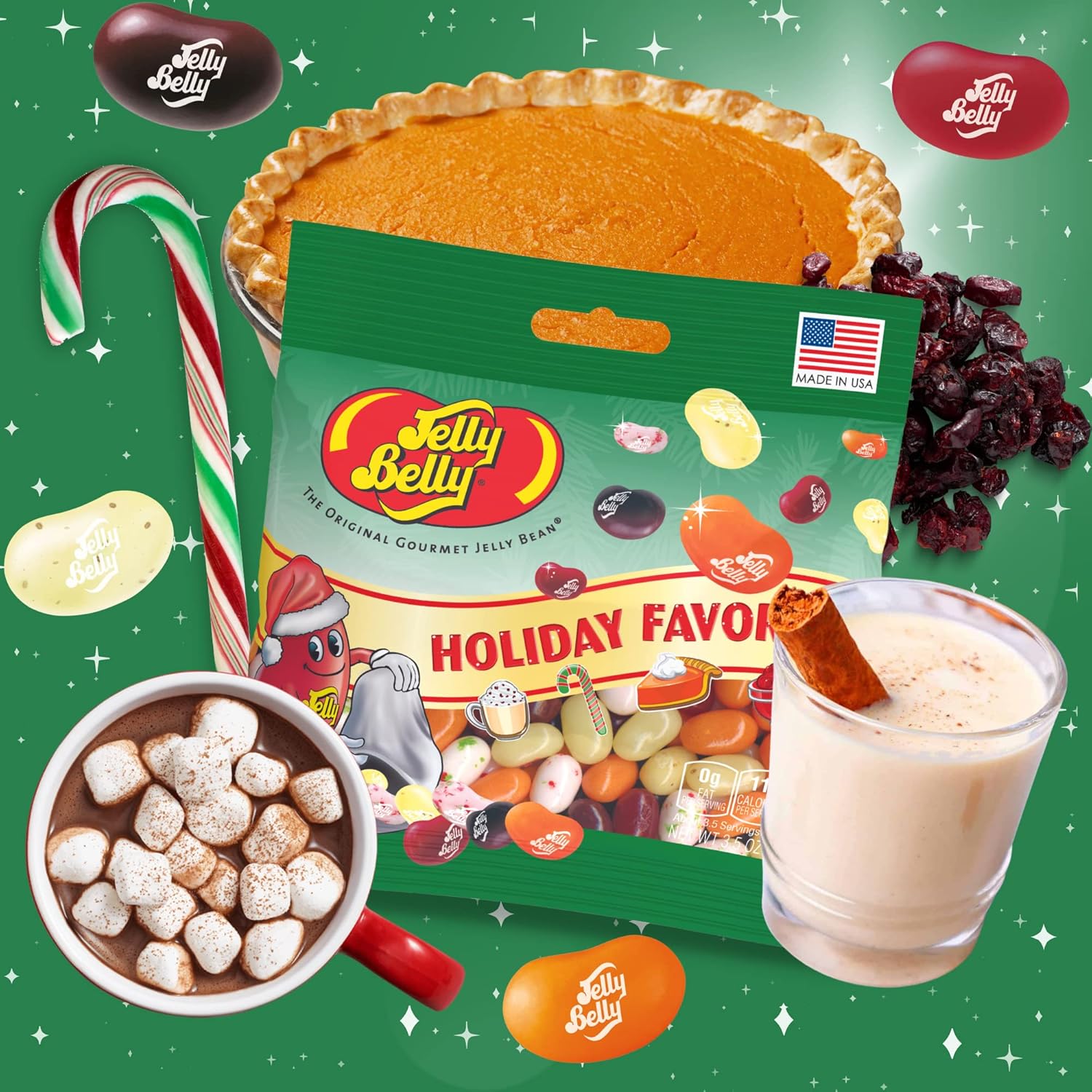 Gomitas de sabor surtido, chocolate caliente, salsa de arándanos, bastón de caramelo y pastel de calabaza, caramelos en bolsa para compartir,