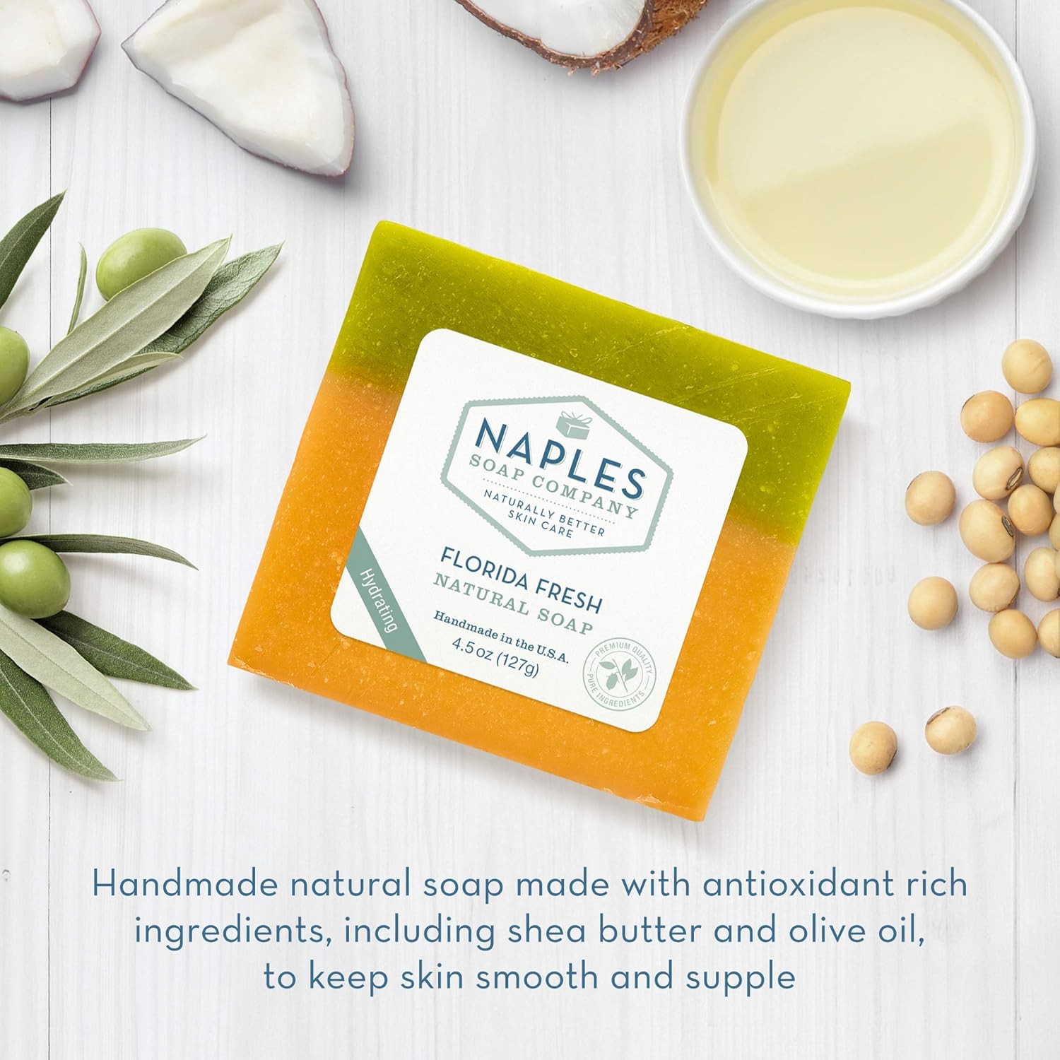 Naples Soap Company – Barra de jabón natural de manteca de karité y aceite de oliva, barra de jabón rica en antioxidantes que hidrata naturalmente