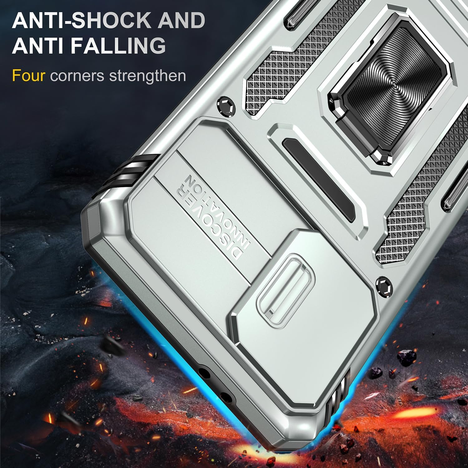 Funda para Samsung Galaxy S21 Plus S21+ Plus con cubierta deslizante para cámara con anillo de soporte de grado militar a prueba de golpes para