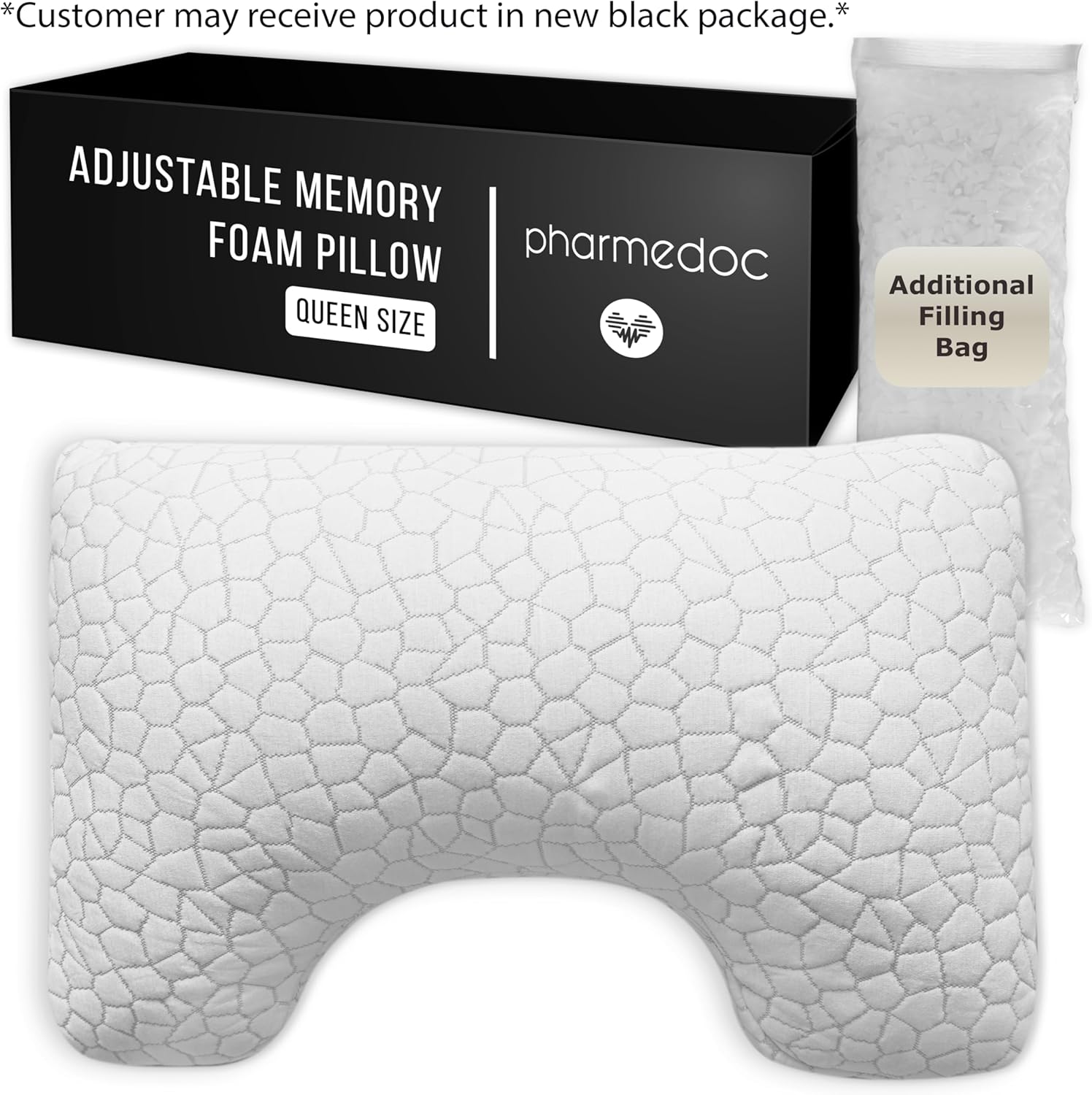 Pharmedoc Almohadas de espuma viscoelástica – Almohada para dormir de lado – Almohada curvada – Centro profundo – Almohada de cuello para aliviar el