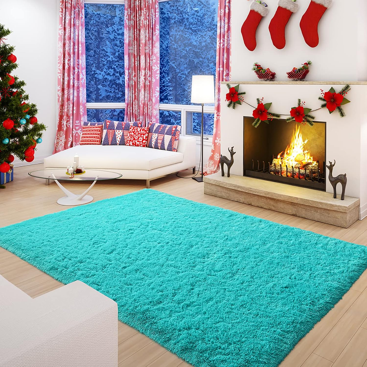 Andecor – Alfombra suave y peluda para decoración del suelo del hogar, dormitorio, sala de estar, interiores, área suave para niños, niñas, bebés