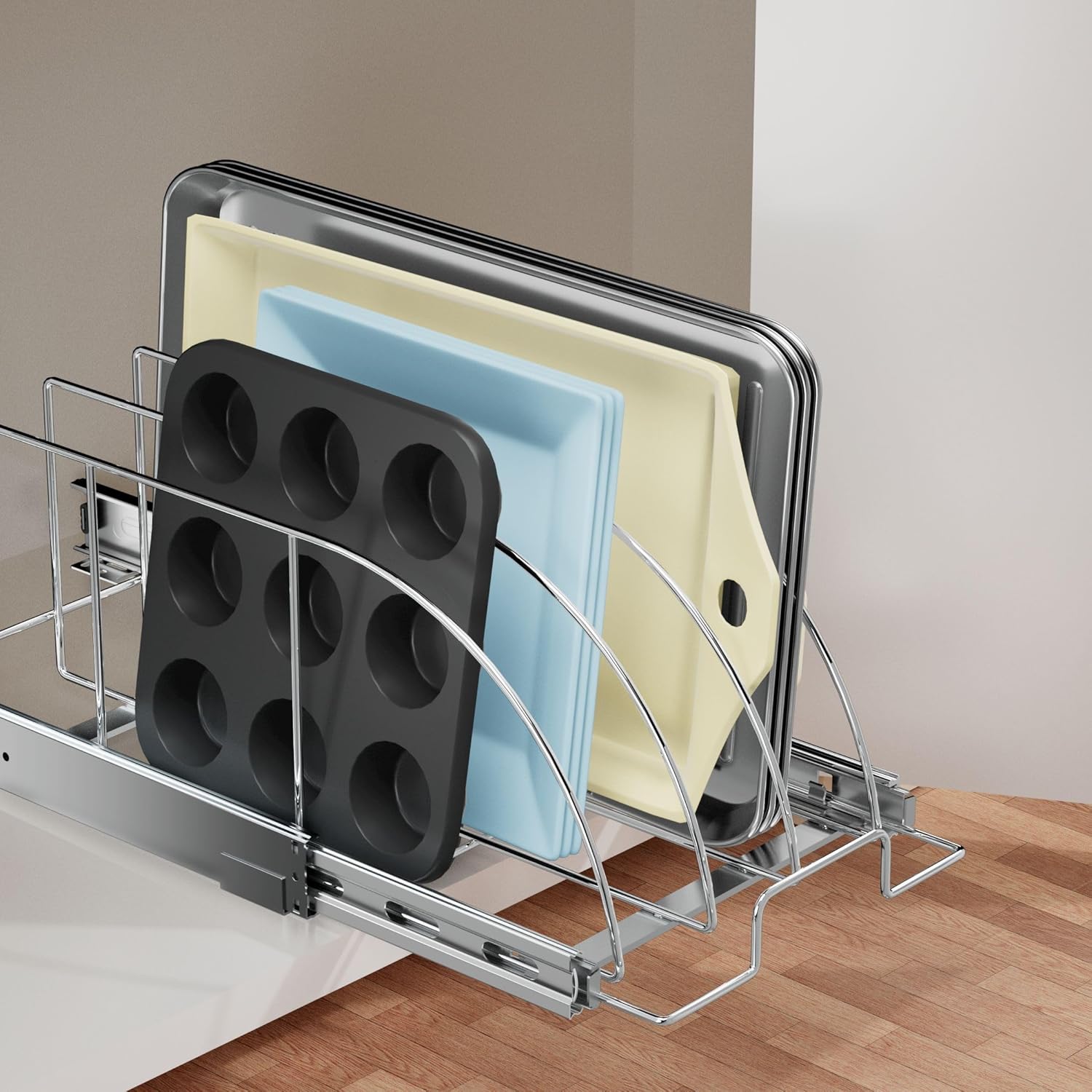 RITSU Organizador extraíble para bandeja de galletas, tabla de cortar, bandeja para hornear, utensilios para hornear y bandeja, separadores de