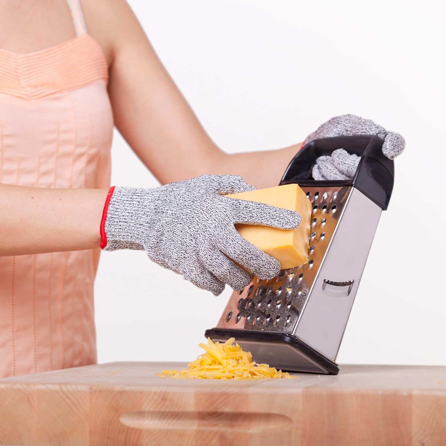 CHEF GEAR Guantes resistentes a cortes, protección de alto rendimiento nivel 5, grado alimenticio por Ergo Chef (mediano), 1 par, color gris