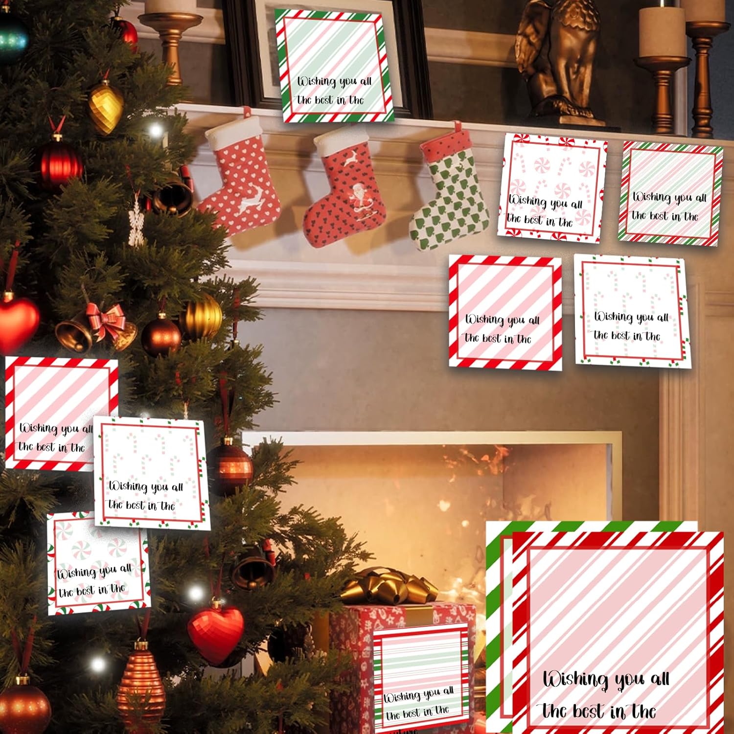 9 notas adhesivas de caramelo de Navidad de 3 x 3 pulgadas, lindos blocs de notas de caramelo de Navidad, notas de notas de caramelo de invierno