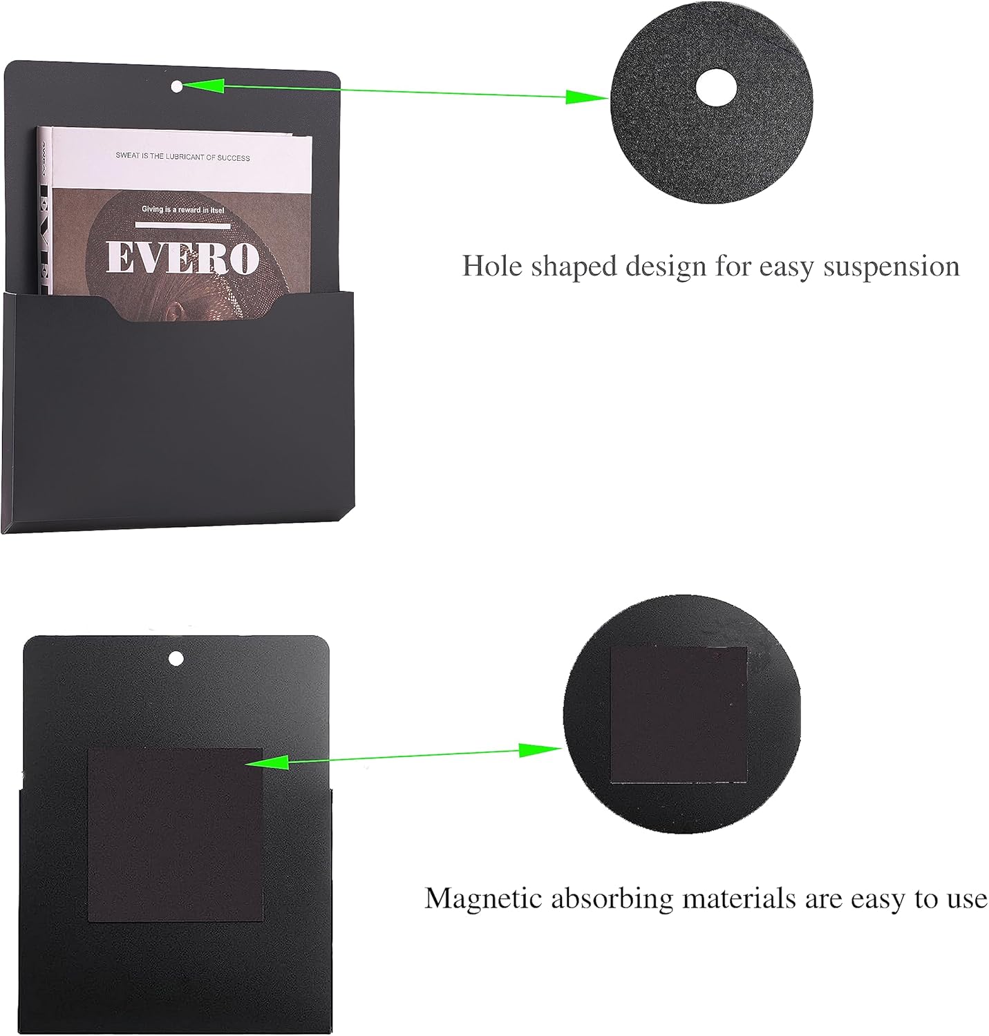 Paquete de 6 soportes magnéticos para archivos para refrigerador, soporte magnético de papel de pared, organizador magnético para refrigerador,