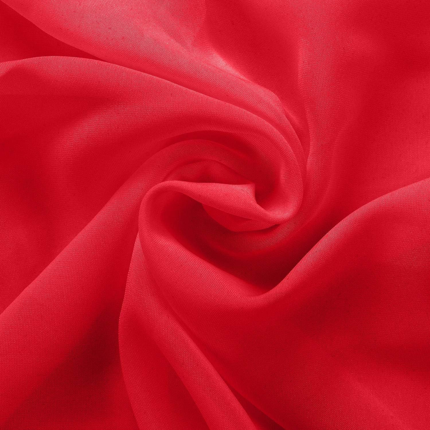 TWOPAGES Cortina semitransparente de tul rojo de 84 pulgadas de ancho x 84 pulgadas de largo (1 panel)