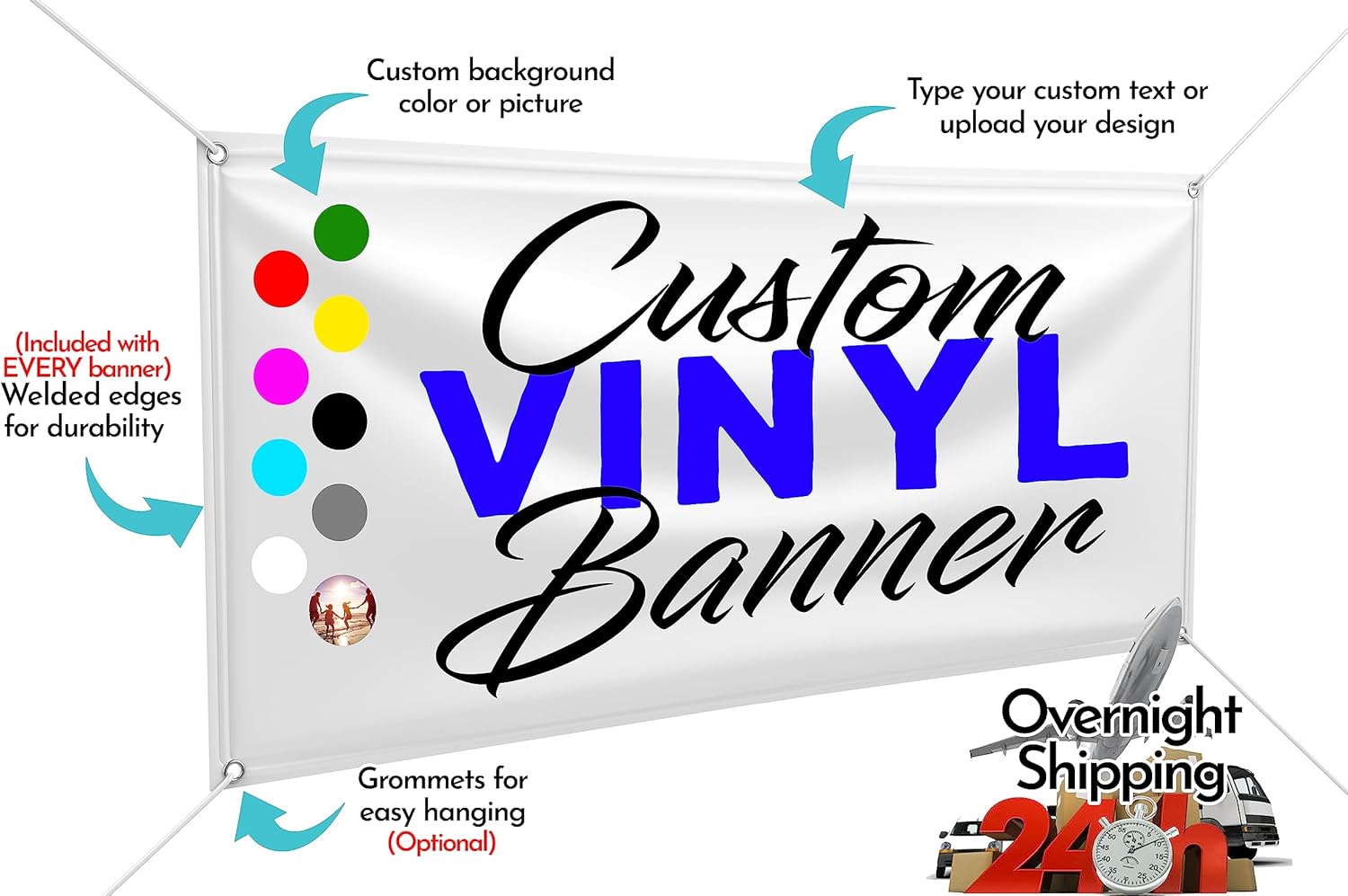 Diseño personalizado  Cartel de vinilo de cualquier tamaño  a todo color  Hecho en Estados Unidos  Negocios, tienda, fiesta de cumpleaños,