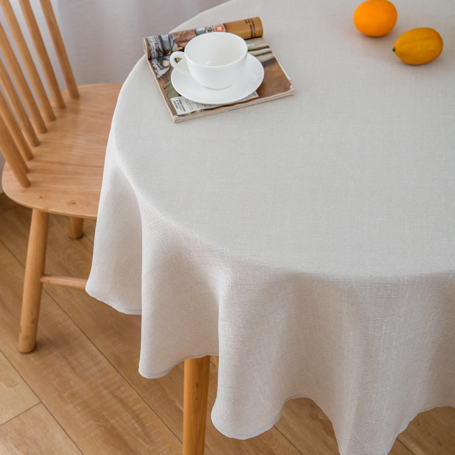 NLMUVW Mantel de lino para mesa redonda de 48 pulgadas, mantel texturizado de lino resistente al agua, para cocina, comedor, café y café, 48 pulgadas