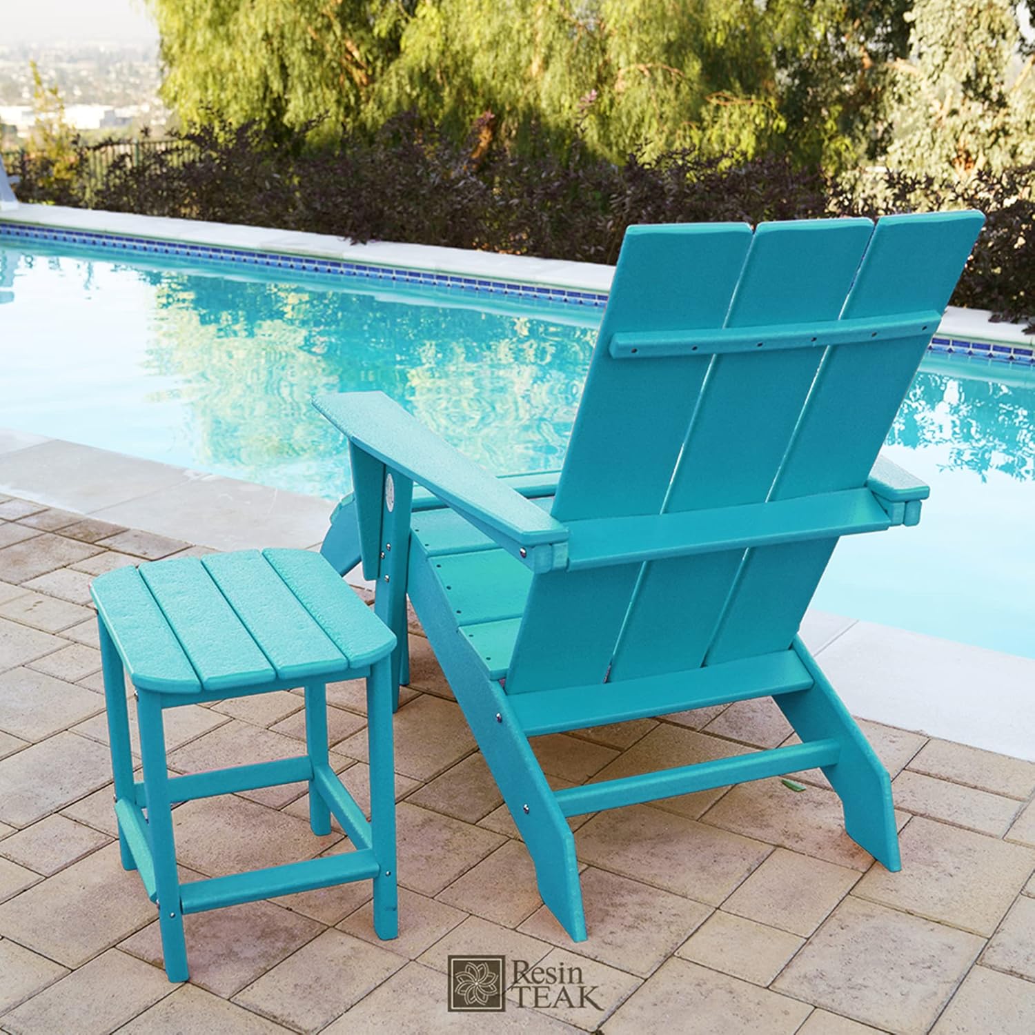 Silla Adirondack moderna, muebles de patio al aire libre de alta calidad para todo tipo de clima, asiento de 21 pulgadas de ancho, hasta 350 libras,