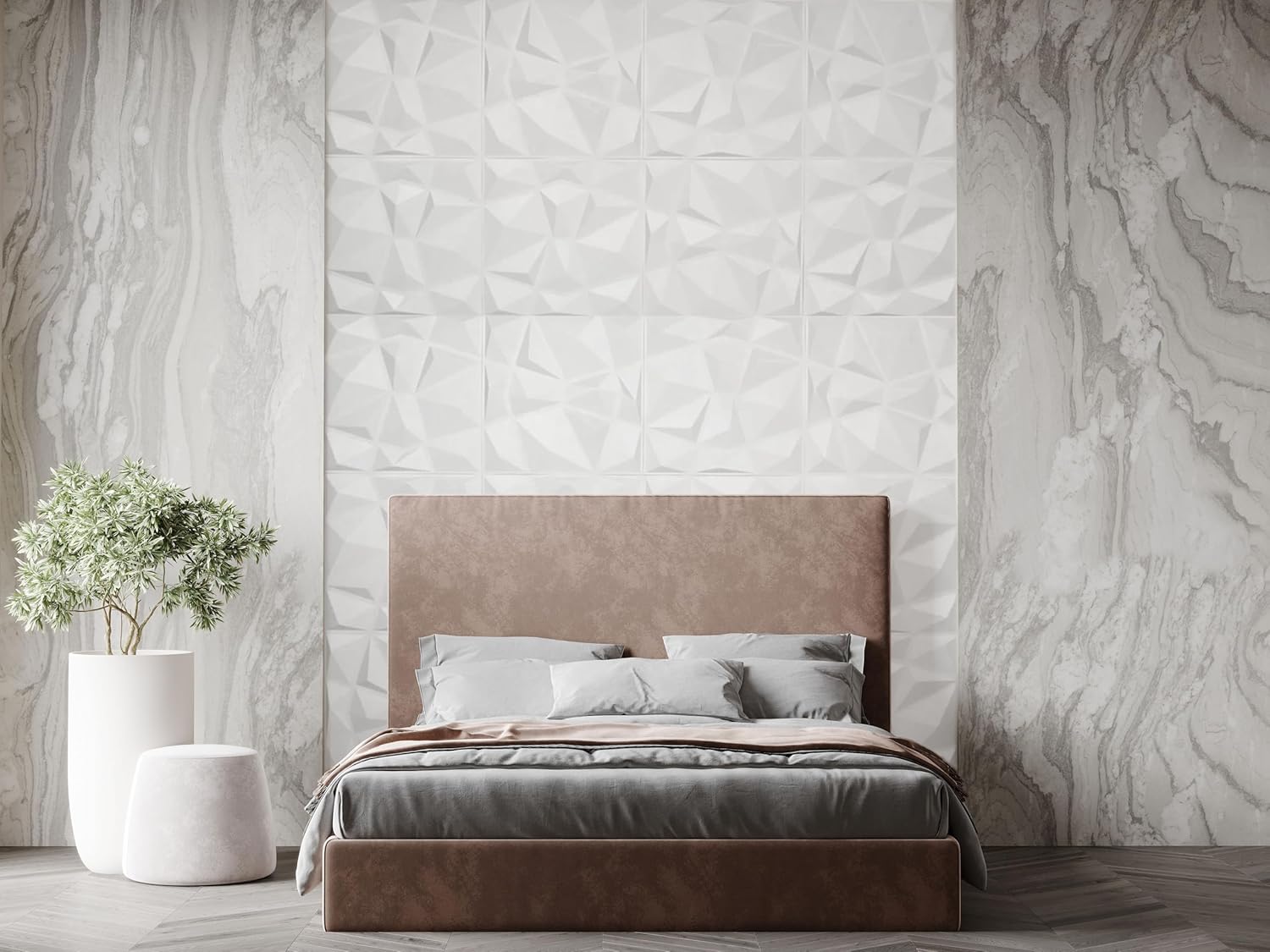 Wall Craft Paneles de pared 3D, mosaico blanco, diseño geométrico, decoración de pared, decoración de pared, azulejos decorativos modernos, paquete