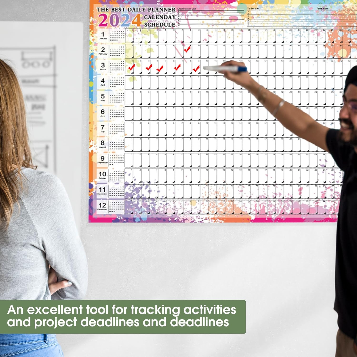 Reofrey Agenda anual 2024, calendario de año completo, una página, 29.2 x 20.7 pulgadas, calendario anual de pared grande durante todo el año,
