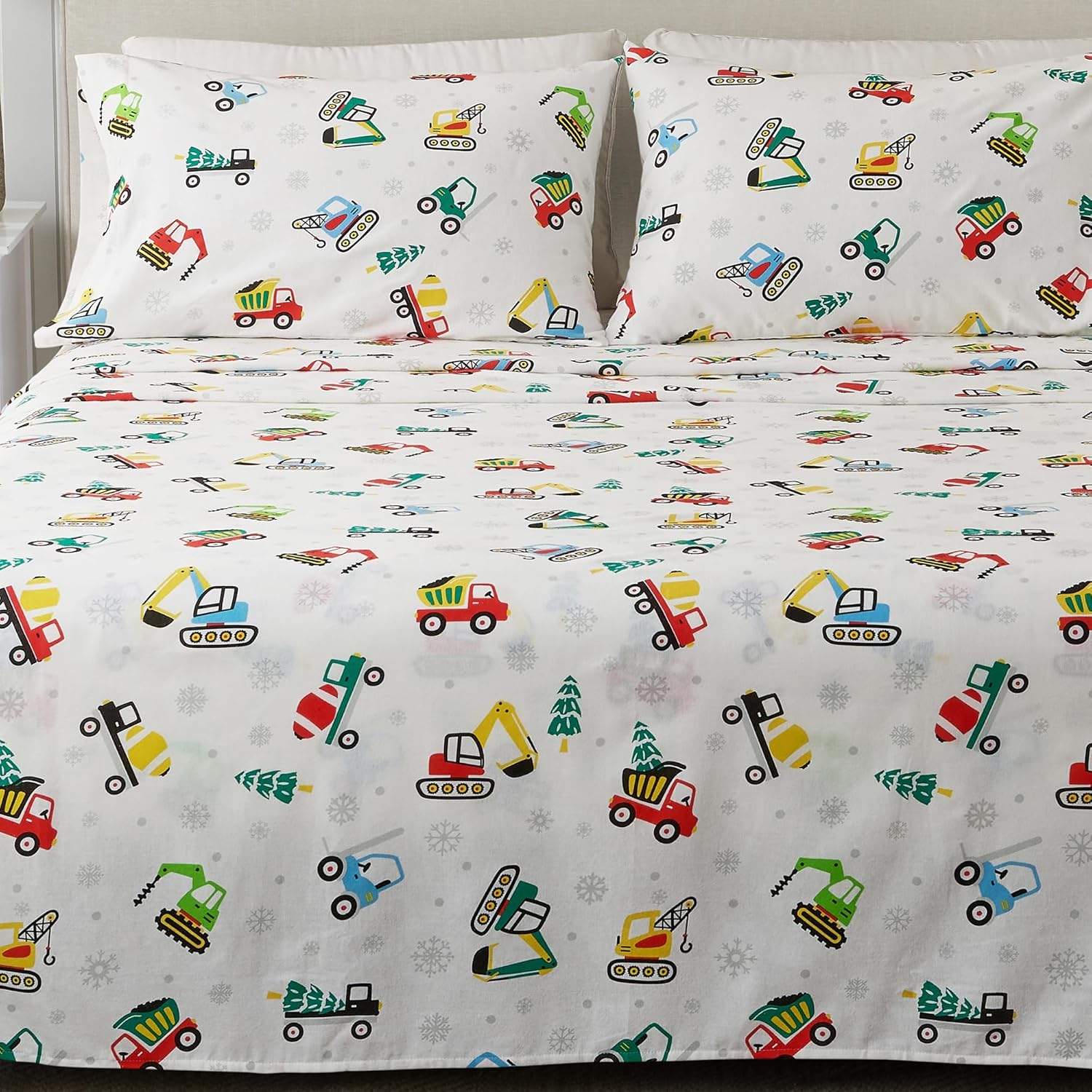 Great Bay Home Juego de sábanas de Navidad de franela de algodón turco 100 %, bajera con gran caída lateral, suaves, cama cálida, antifrisado, para