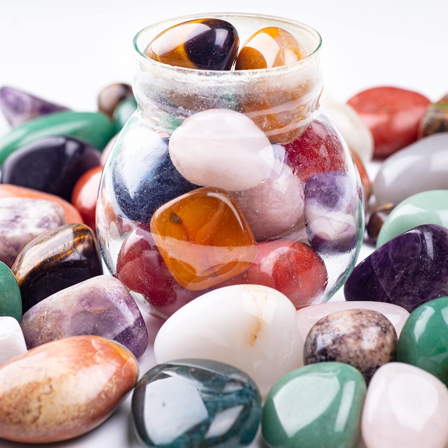 UU UNIHOM Cristales pulidos a granel de 3 libras, piedras curativas y piedras para pulir, cristales surtidos para hacer joyas, curación, meditación,