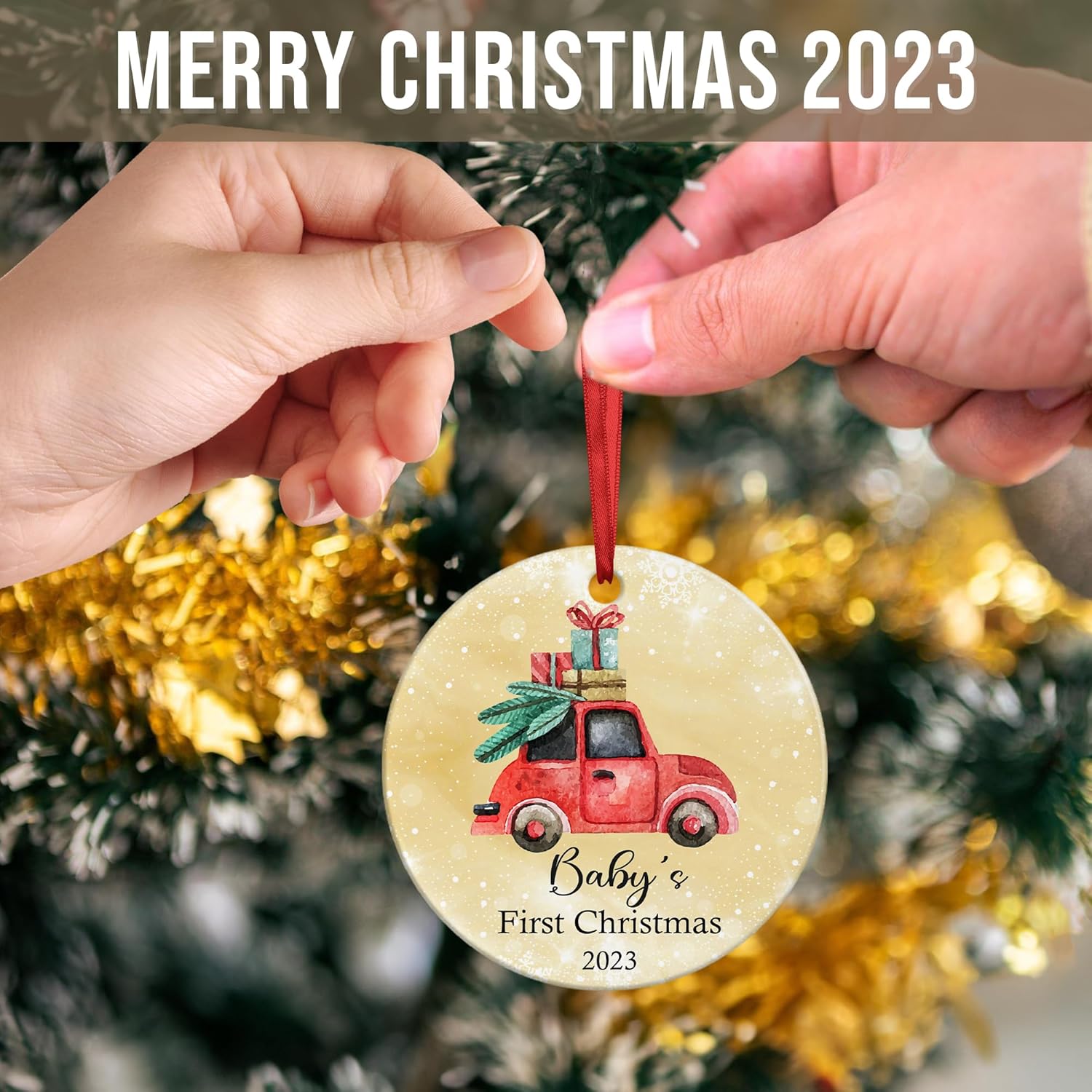 Adorno de Navidad de bebé 2023  Adorno de primera Navidad para bebé 2023, primer árbol de Navidad para bebé, niña, adorno de primera Navidad para
