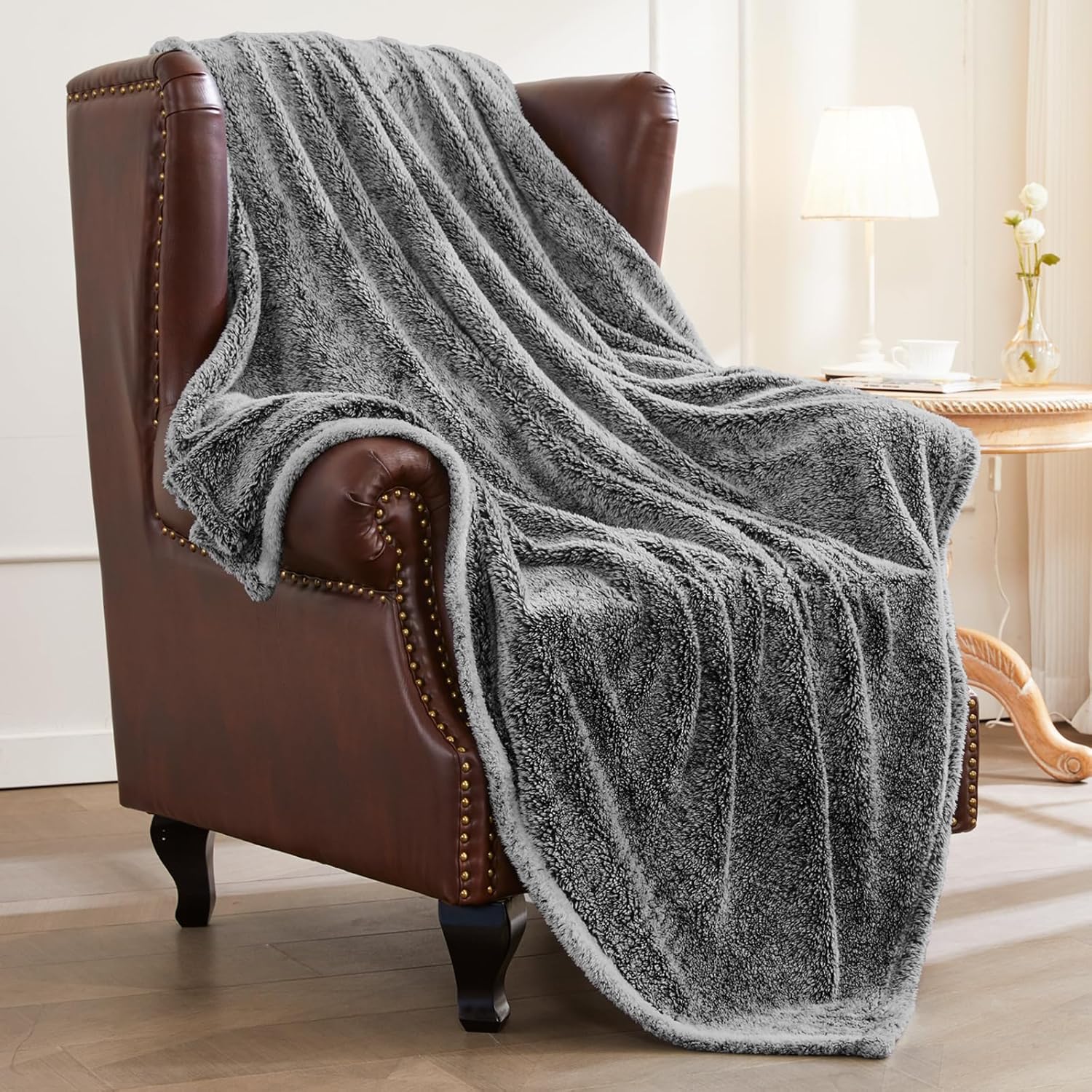 Exclusivo Mezcla Manta de cama de forro polar afelpado tamaño King, súper suave, esponjosa y cálida para sofá y cama, uso en todas las estaciones
