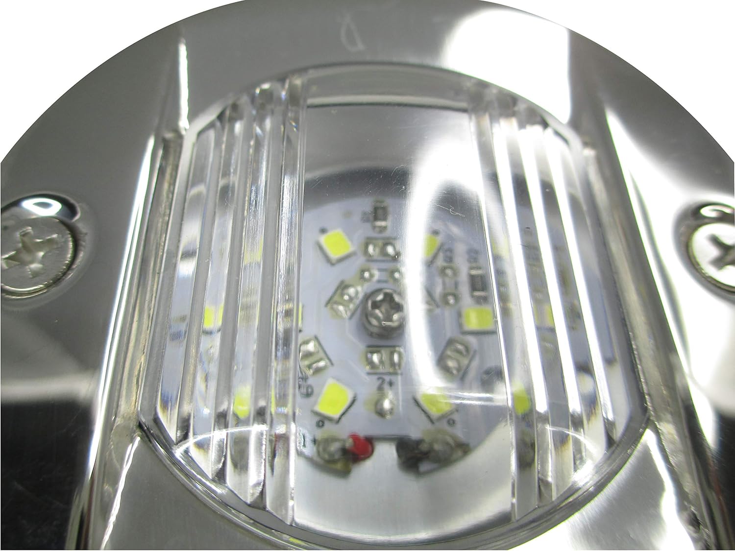 Pactrade Marine Barco 3 pulgadas redondo popa interior luz LED popa ancla luz de acero inoxidable a prueba de salpicaduras montaje empotrado para