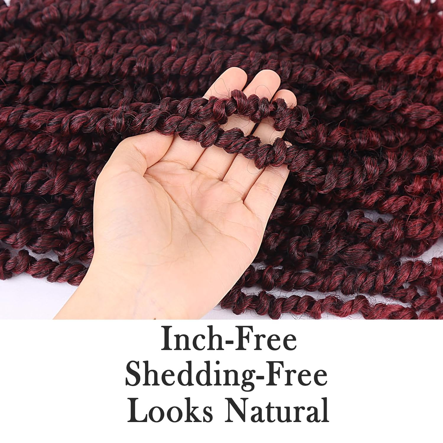 Pelo de Passion Twist  Cabello de ganchillo de 18 pulgadas para mujer, 8 paquetes de cabello rizado pretrenzado de ganchillo Passion Twists