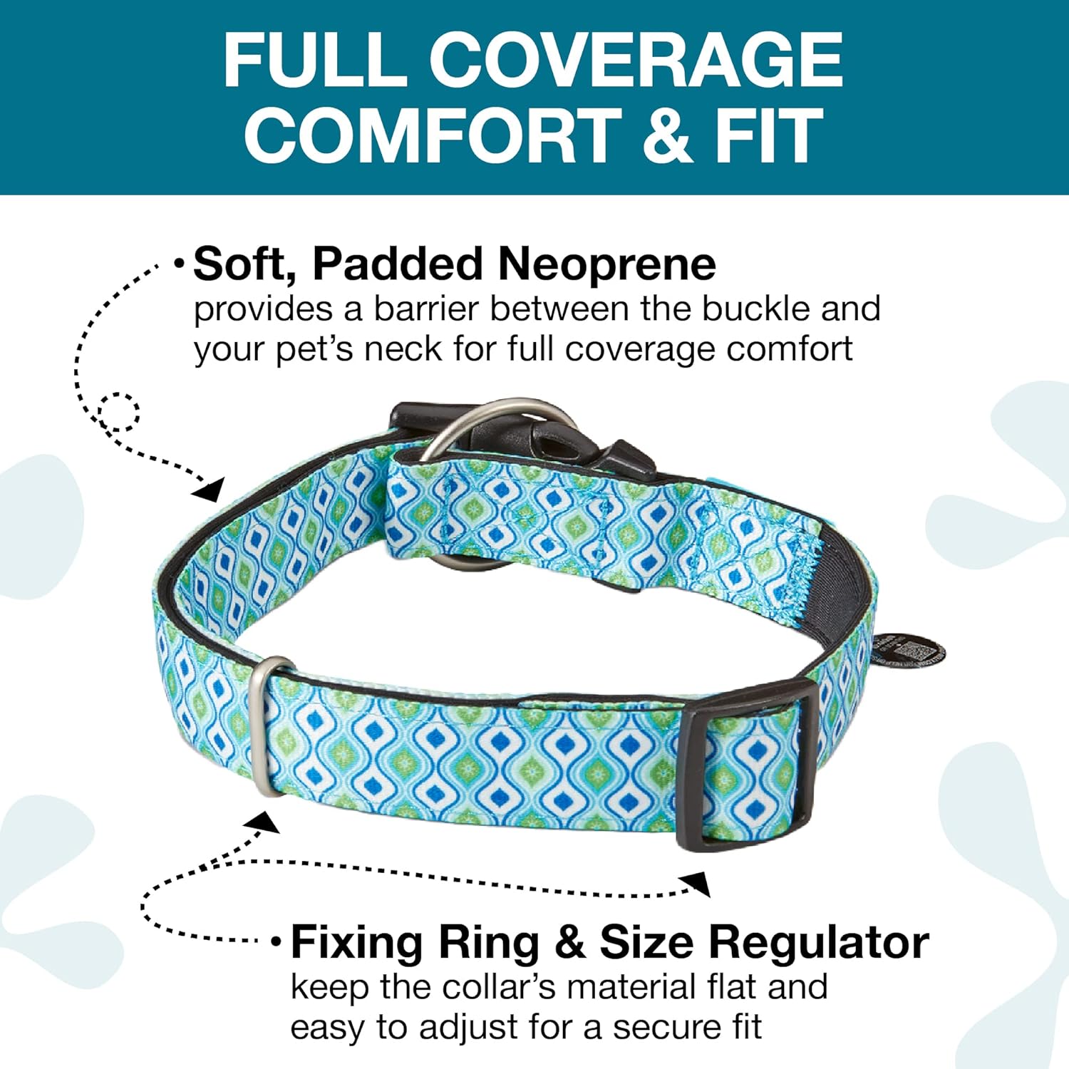 Max & Molly – Collar de neopreno acolchado suave con etiqueta de seguridad QR para mascotas, duradero, impermeable, antiolor, lavable a máquina,