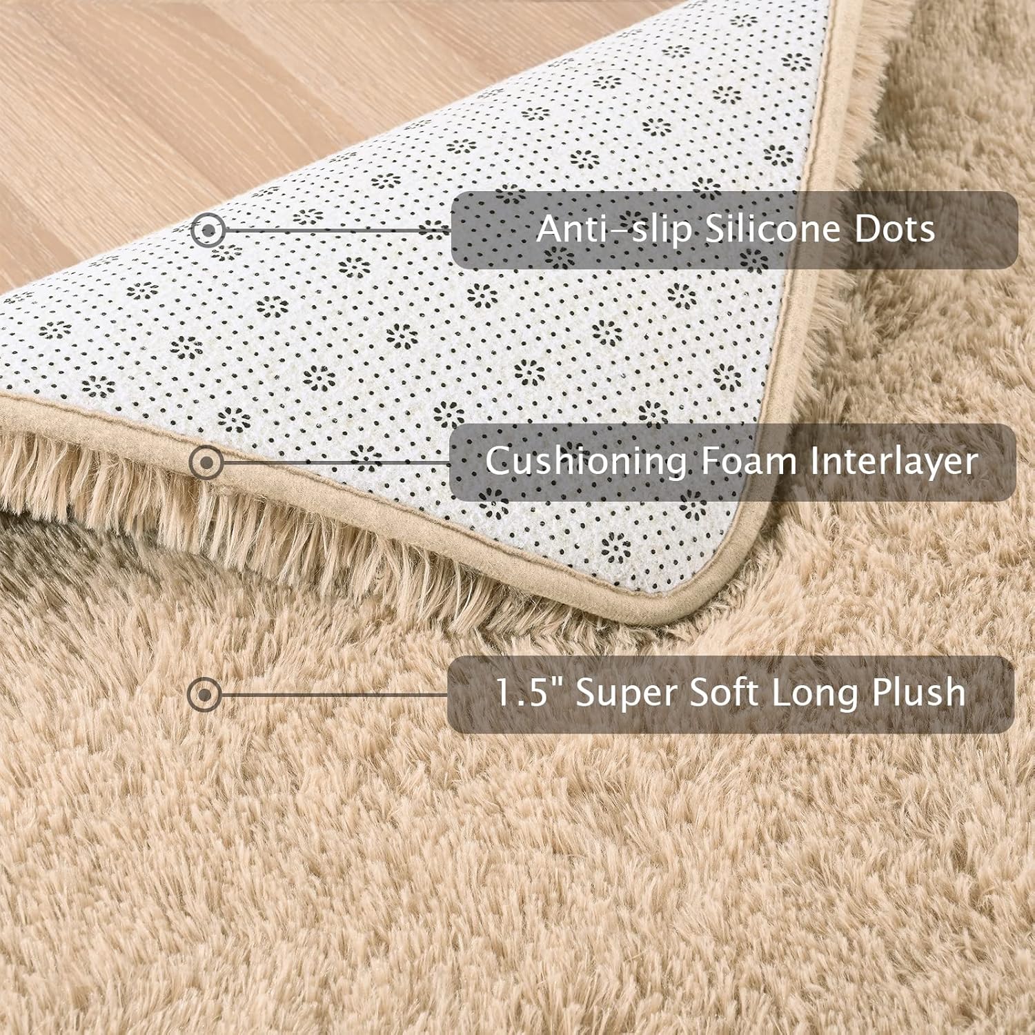 Softlife Alfombra para sala de estar, 5.3 x 7.6 pies, alfombra de área para dormitorio, alfombras peludas súper suaves para habitación de los niños,