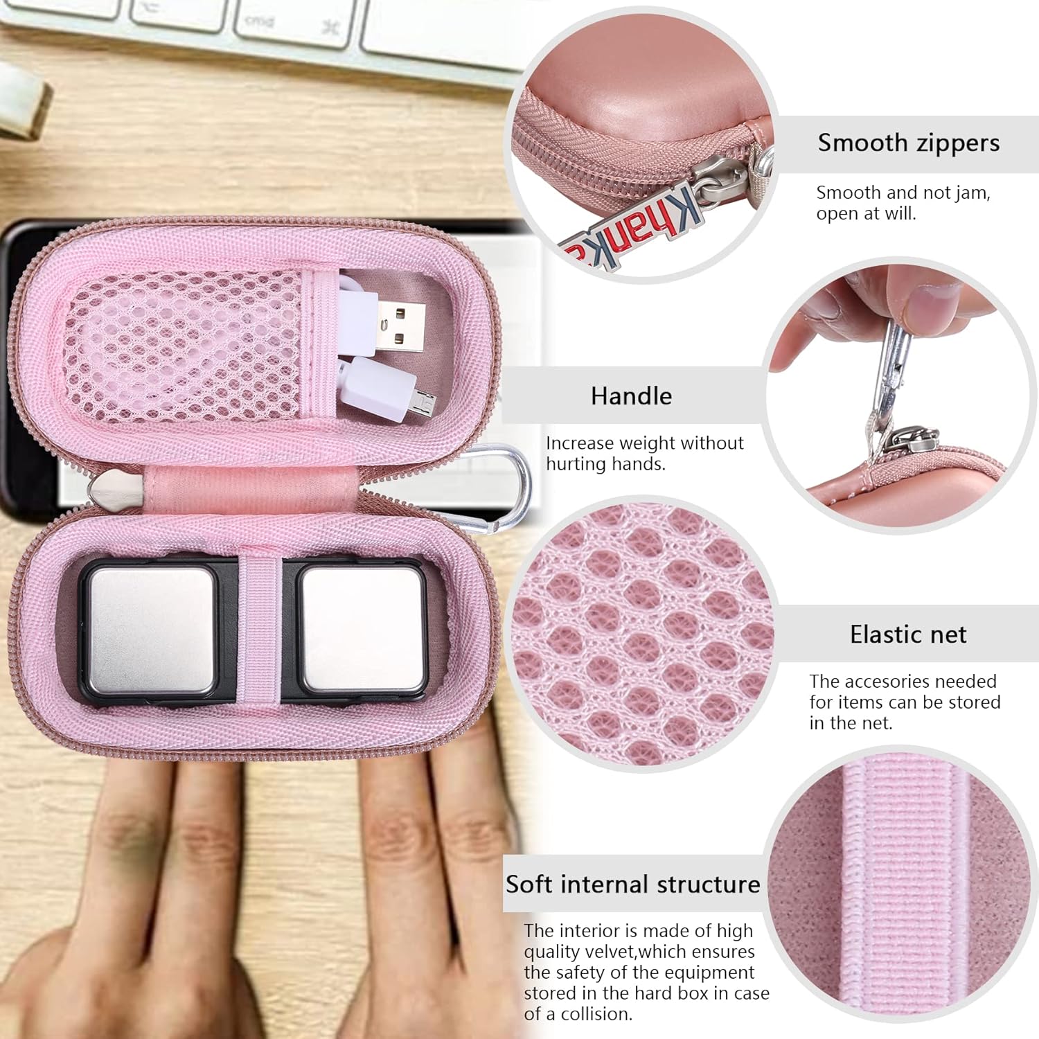 Khanka Funda rígida de repuesto para AliveCor Kardia Mobile ECGKardiaMobile 6L EKG (oro rosa)