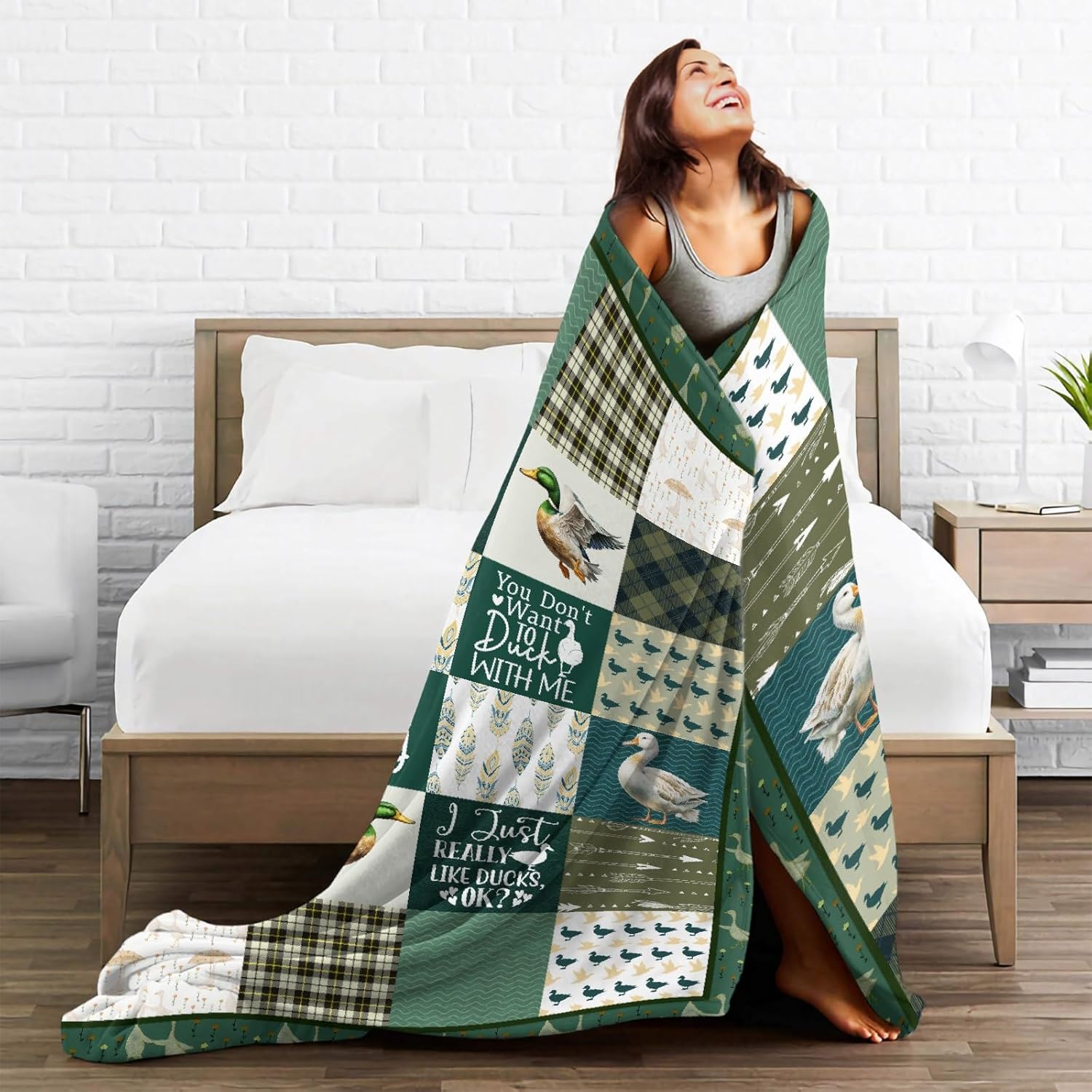 Manta de pato mallardo, ultra suave y acogedora para niños pequeños, mujeres y hombres, bonita manta de pato para sofá y cama, regalos de pato al