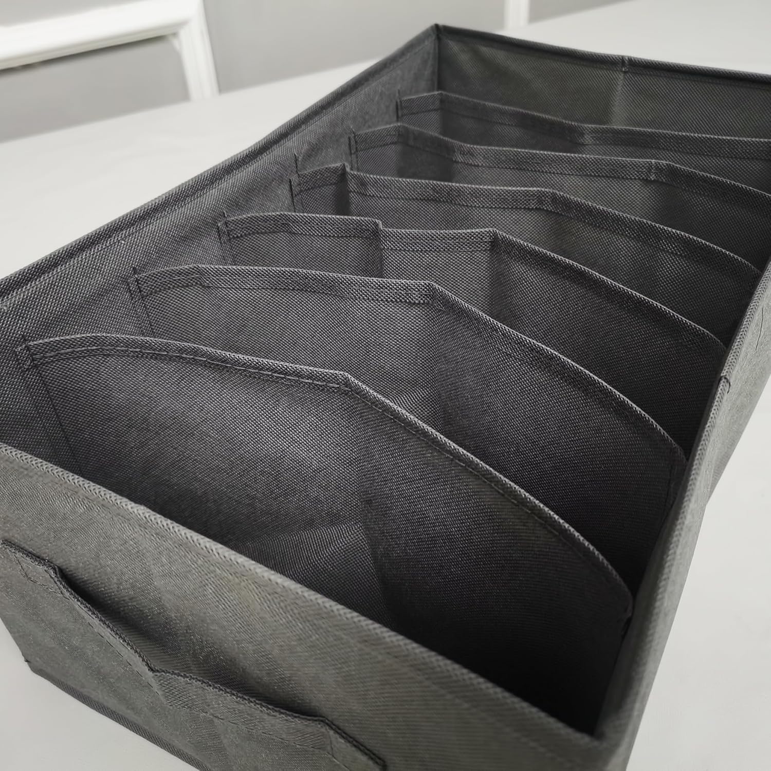 FixtureDisplays Organizador de armario para armario, papelera de almacenamiento de tela con 7 ranuras, color gris oscuro, divisores de cajones