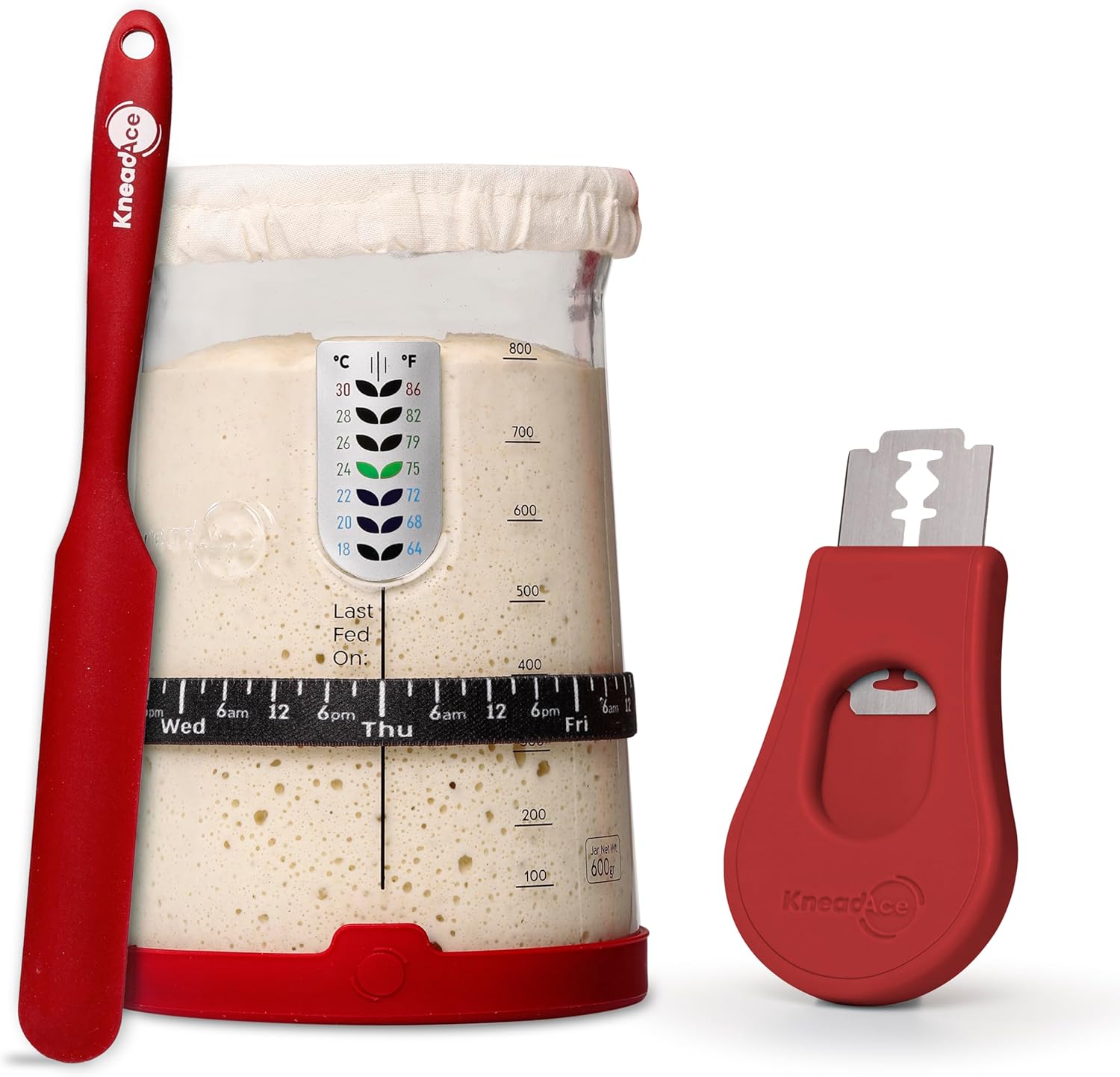 Kit de tarro profesional de 34 onzas para pan, para masa madre y masa madre