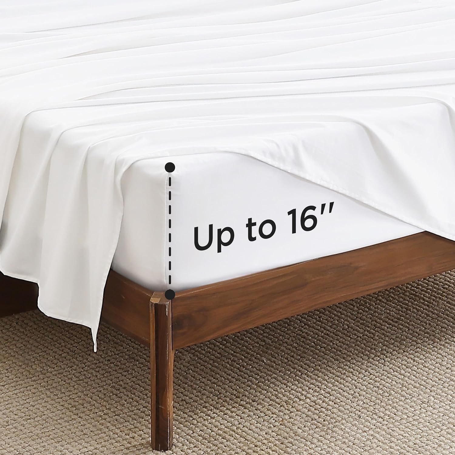 Bedsure Sábanas de franela cepillada tamaño Queen, sábanas 100% algodón para cama tamaño Queen, sábanas blancas extra suaves, sábanas cálidas con
