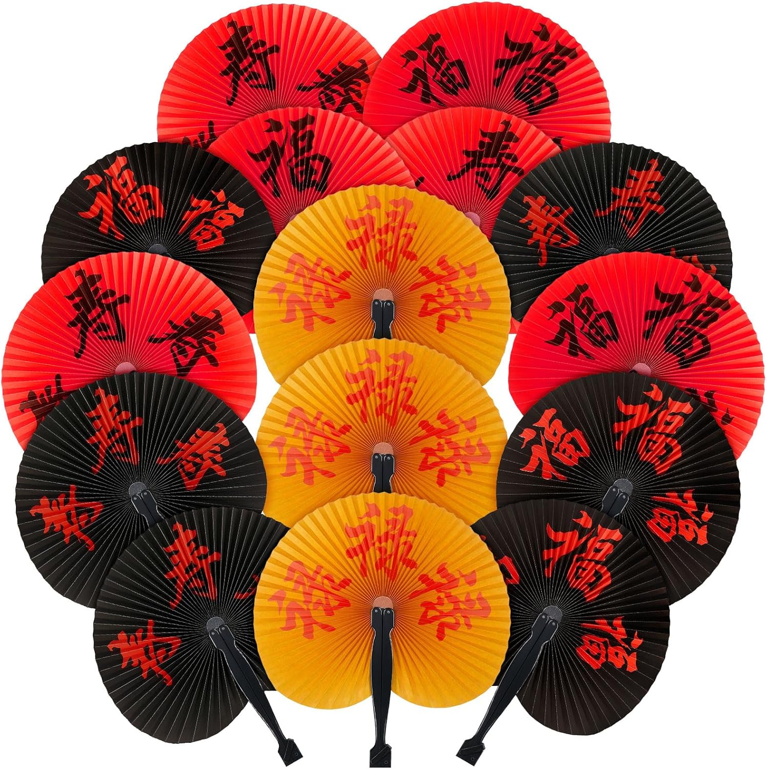 15 abanicos de papel de mano oriental, para fanáticos del Año Nuevo chino, para decoración de bodas, fiestas de cumpleaños, suministros (estilo