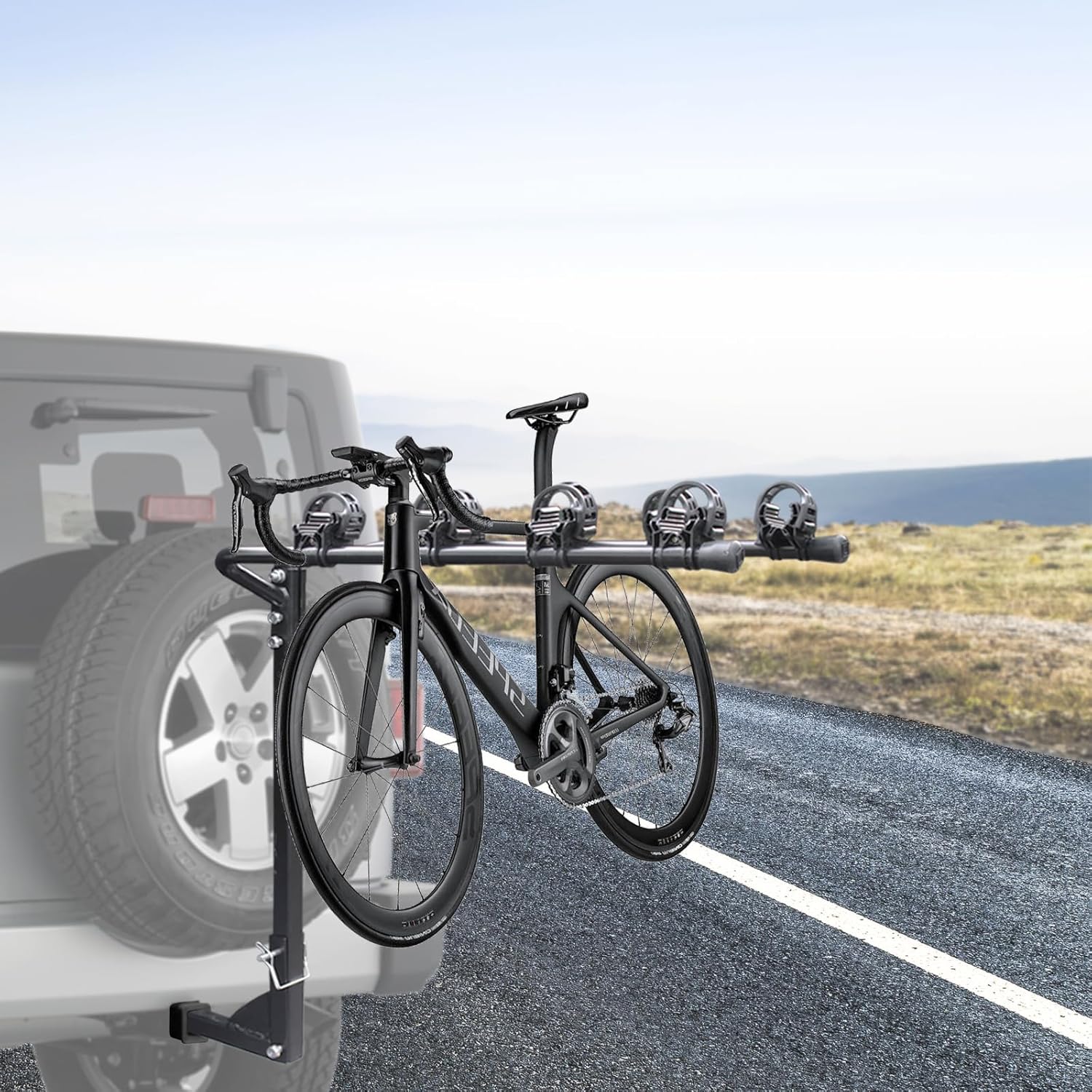 Soporte de enganche para 4 bicicletas, soporte de bicicleta de enganche de 158 libras, capacidad de peso pesado para neumáticos estándar, gruesos y