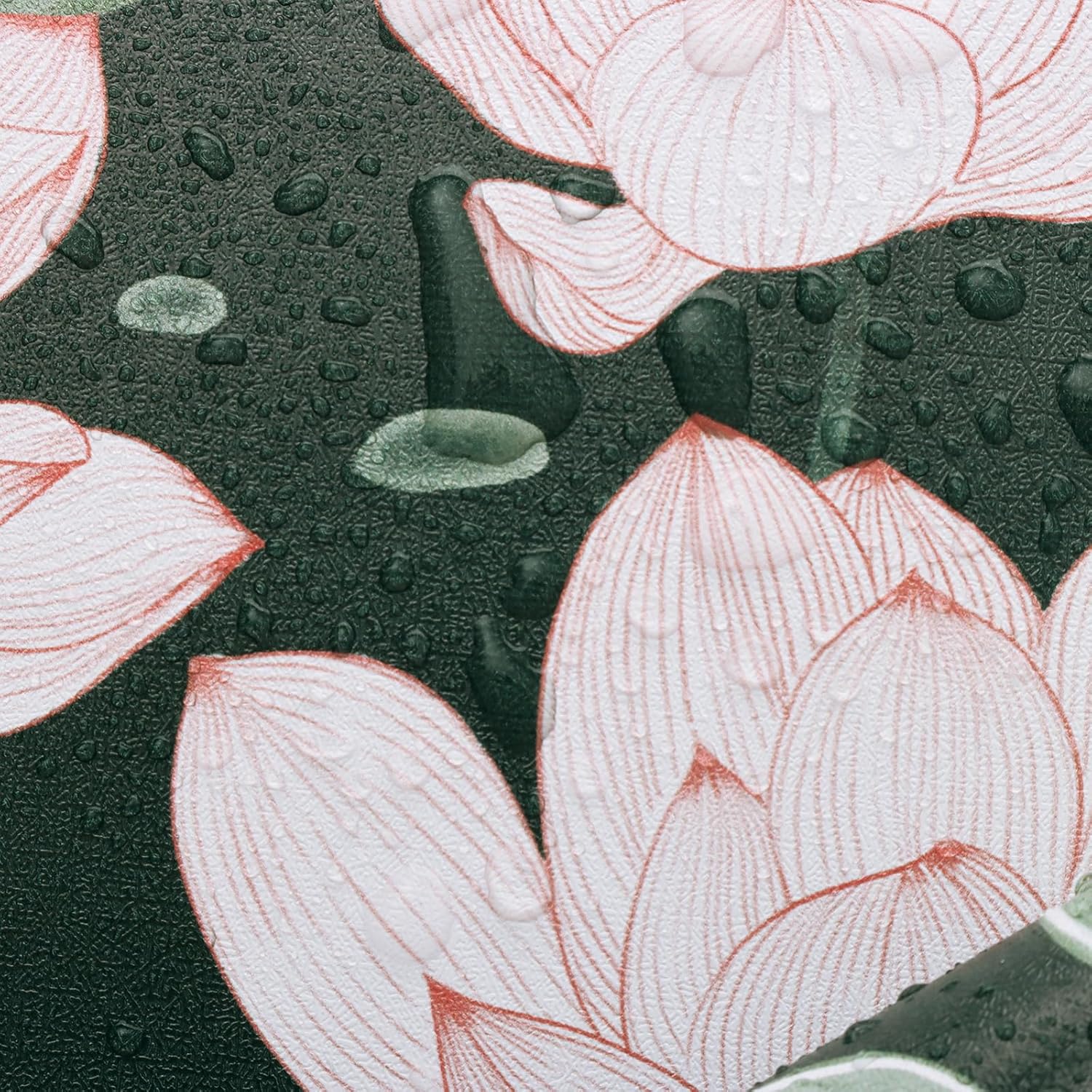 Yasinet Papel tapiz autoadhesivo para despegar y pegar, papel tapiz vintage con flores de loto verde oscuro, papel de contacto autoadhesivo