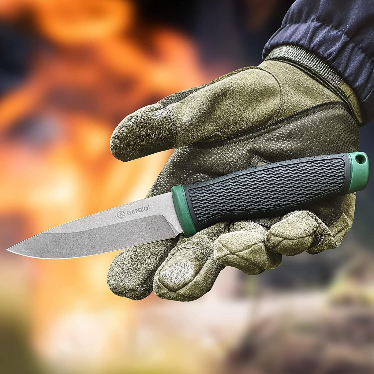 Ganzo G806-OR Cuchillo de hoja fija 8CR14 Hoja de acero inoxidable Mango ergonómico antideslizante Camping Caza Pesca al aire libre EDC Cuchillo con
