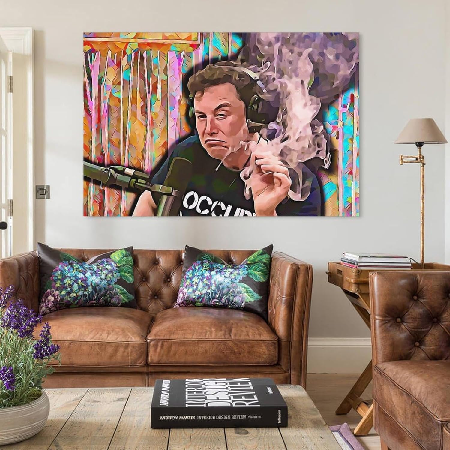 Elon Musk – Póster de fumar en alta definición sobre lienzo, pintura de pared, para decoración de sala de estar, regalo para niños, 12 x 18 pulgadas
