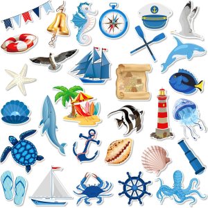 29 imanes de navegación marítima para automóvil, calcomanías de anclaje para puerta de crucero, decoración de puerta de crucero, palmera, tortuga, 29 imanes de navegación marítima para automóvil, calcomanías de anclaje para puerta de crucero, decoración de puerta de crucero, palmera, tortuga,