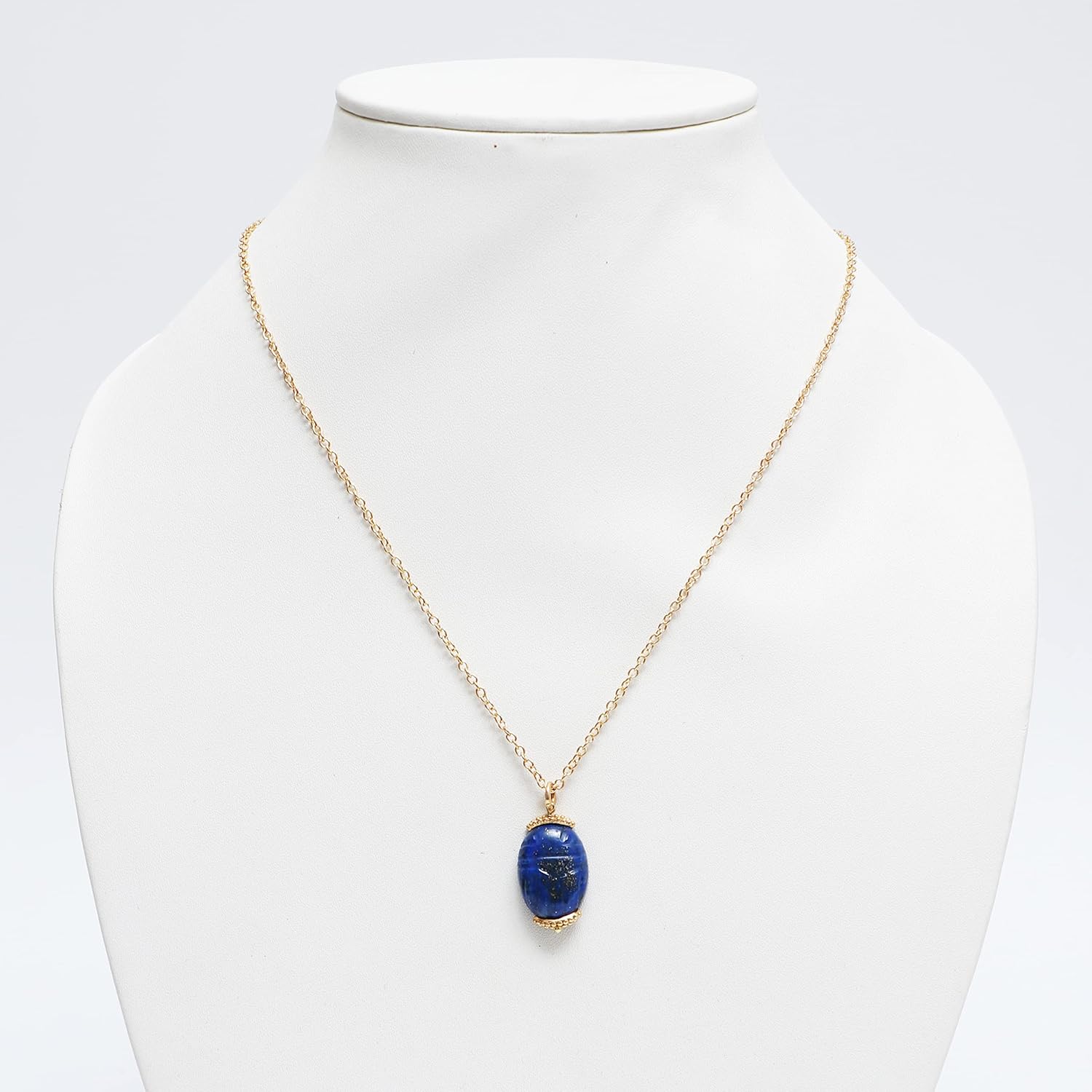 Gempires Natural Lapis Lazuli Beetle Necklace, Scarab Pendant, September Birthstone, Energy Healing Crystals, Gift for Her, Gemstone Jewelry (Lapis