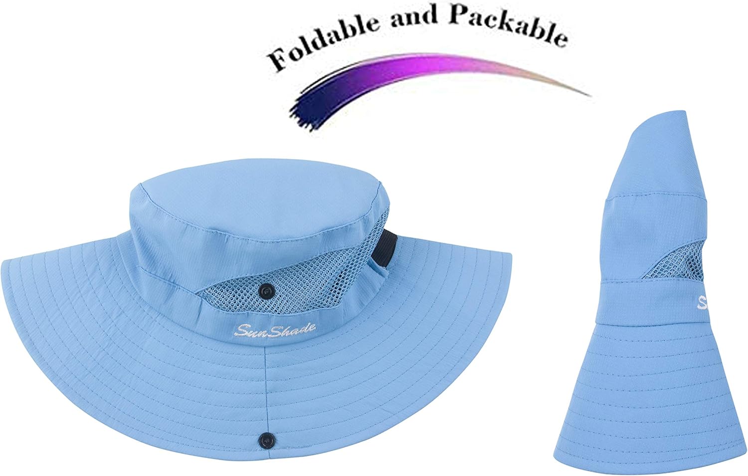 Sombrero de sol para niños y niñas, protección UV, gorra de playa de ala ancha con agujero para cola de caballo