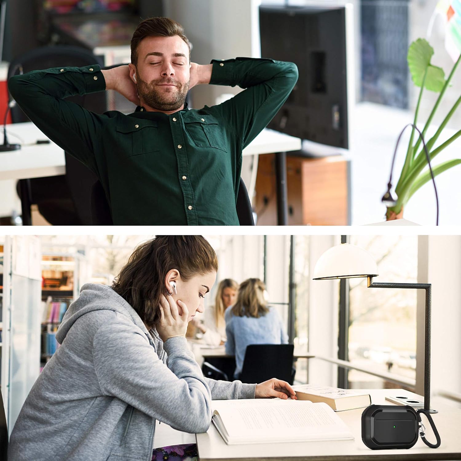 CAGOS Funda para Airpods Pro, funda rígida para iPod Pro que absorbe los golpes con llavero de metal, accesorios compatibles con Apple Airpod Pro de