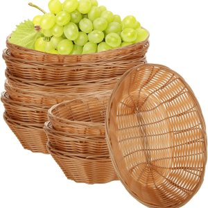 DAJAVE Paquete de 20 cestas ovaladas de plástico, 9 x 6.9 x 2.36 pulgadas, cestas tejidas para pan de alimentos, cesta de almacenamiento de DAJAVE Paquete de 20 cestas ovaladas de plástico, 9 x 6.9 x 2.36 pulgadas, cestas tejidas para pan de alimentos, cesta de almacenamiento de
