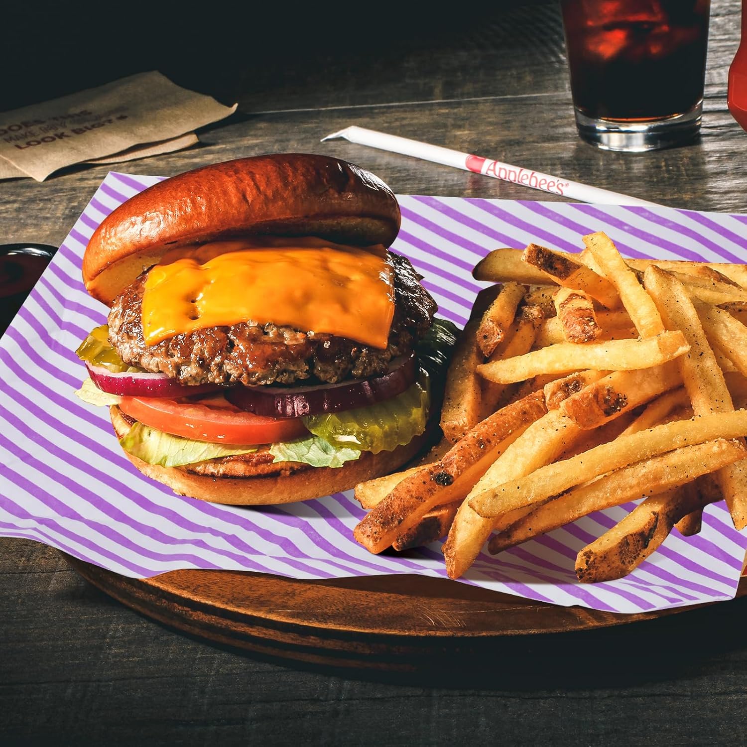 GeeRic Hojas de papel encerado de 12 x 12 pulgadas, 100 forros para cestas de alimentos para sándwiches, hamburguesas, envoltorios de alimentos