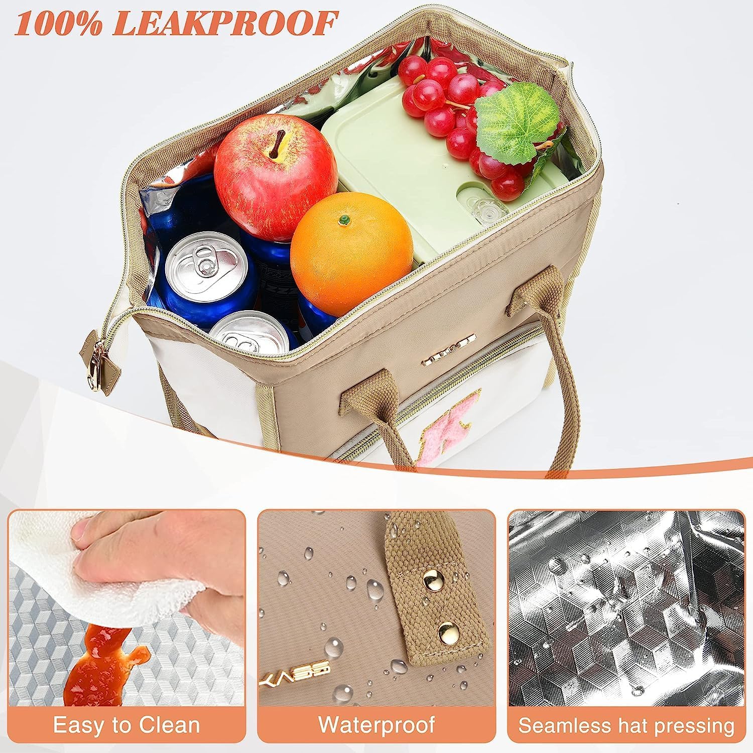 UTOTEBAG Lonchera con iniciales para mujeres, adolescentes y niñas, lonchera para adultos, contenedor refrigerante para el trabajo de picnic,
