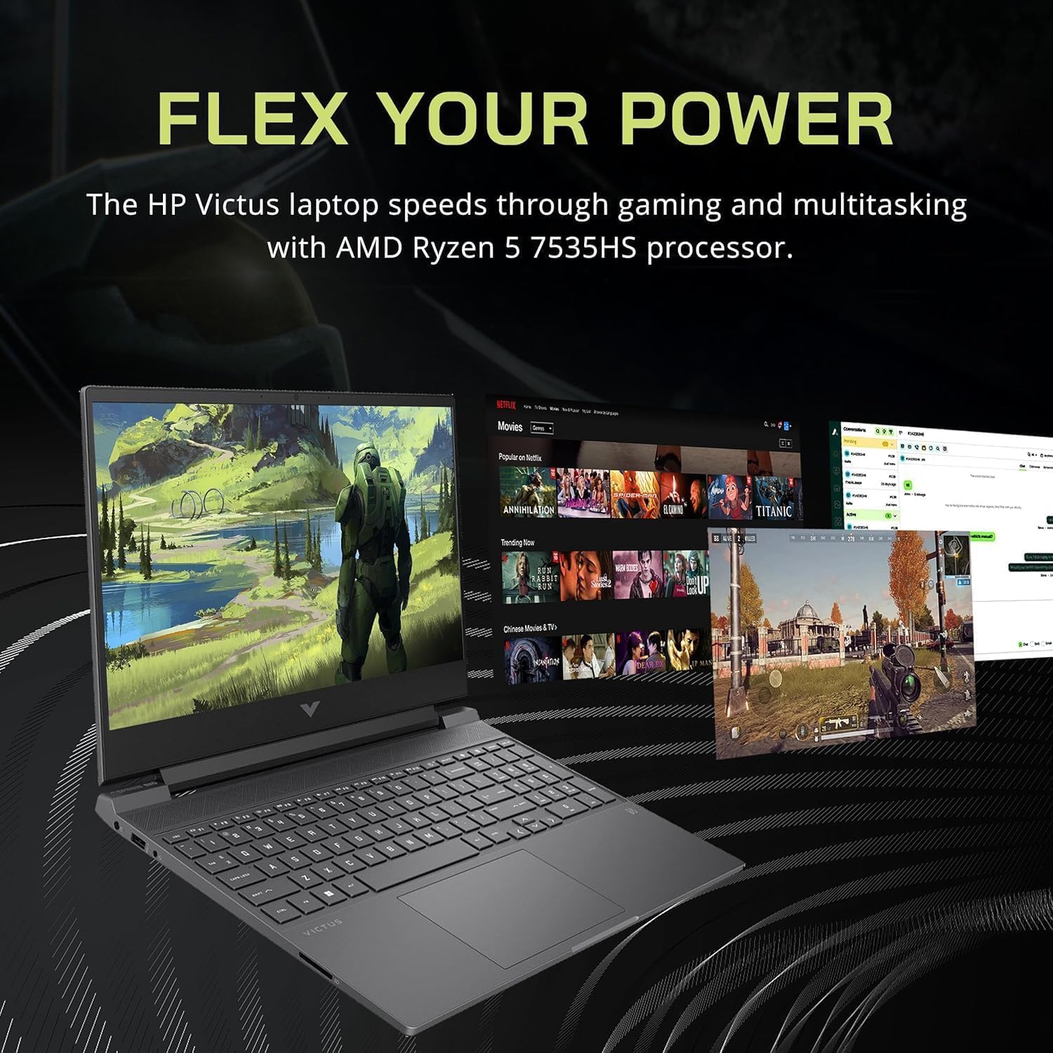 HP Victus Gaming Laptop 2023, pantalla FHD IPS de 15.6 pulgadas, AMD 6-Core Ryzen 5 7535HS (Beats i7-11800H), 16 GB DDR5, 1 TB SSD, NVIDIA GeForce