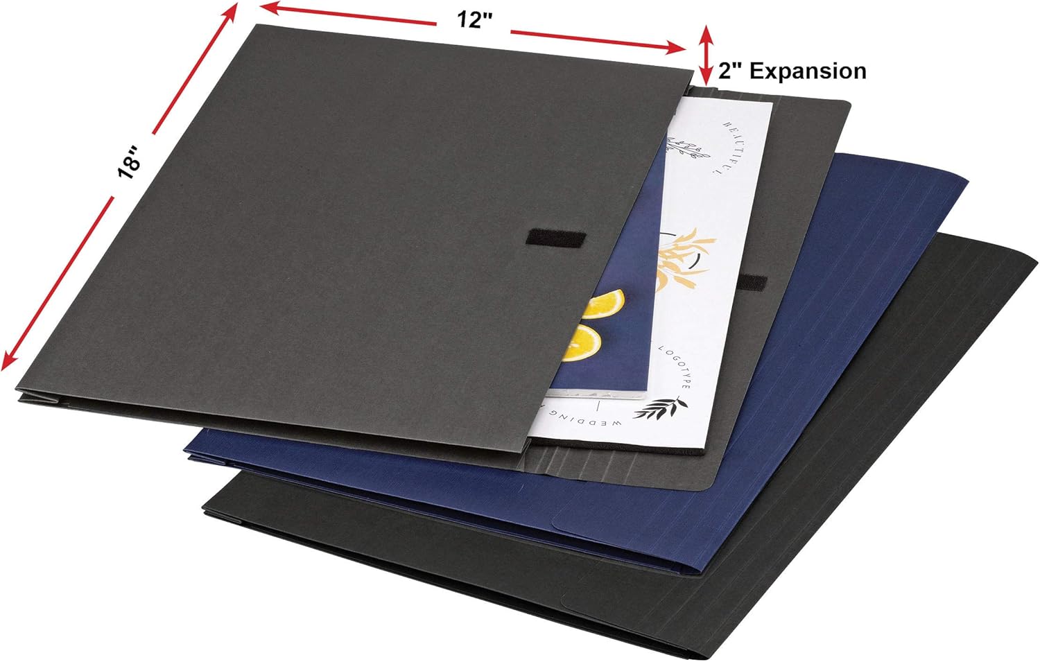 Smead Cartera de lino expandible, expansión de 2.0 in, cierre de velcro, tamaño tabloide, colores surtidos, 3 por paquete (71170))
