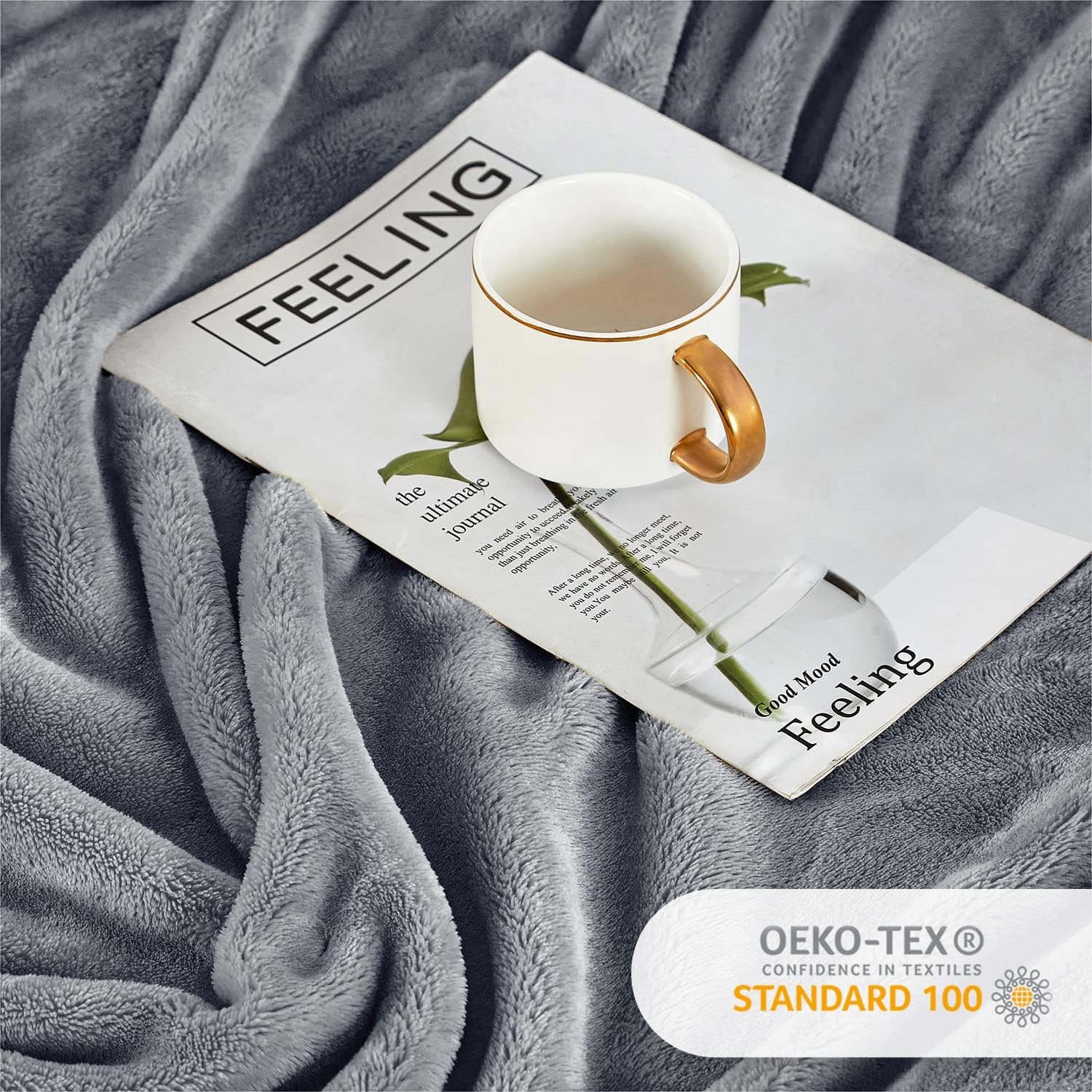 Manta de franela de felpa, acogedora, cálida, cómoda, suave, para otoño, para sofá, silla, cama, campamento y viajes, tamaño de la manta (gris