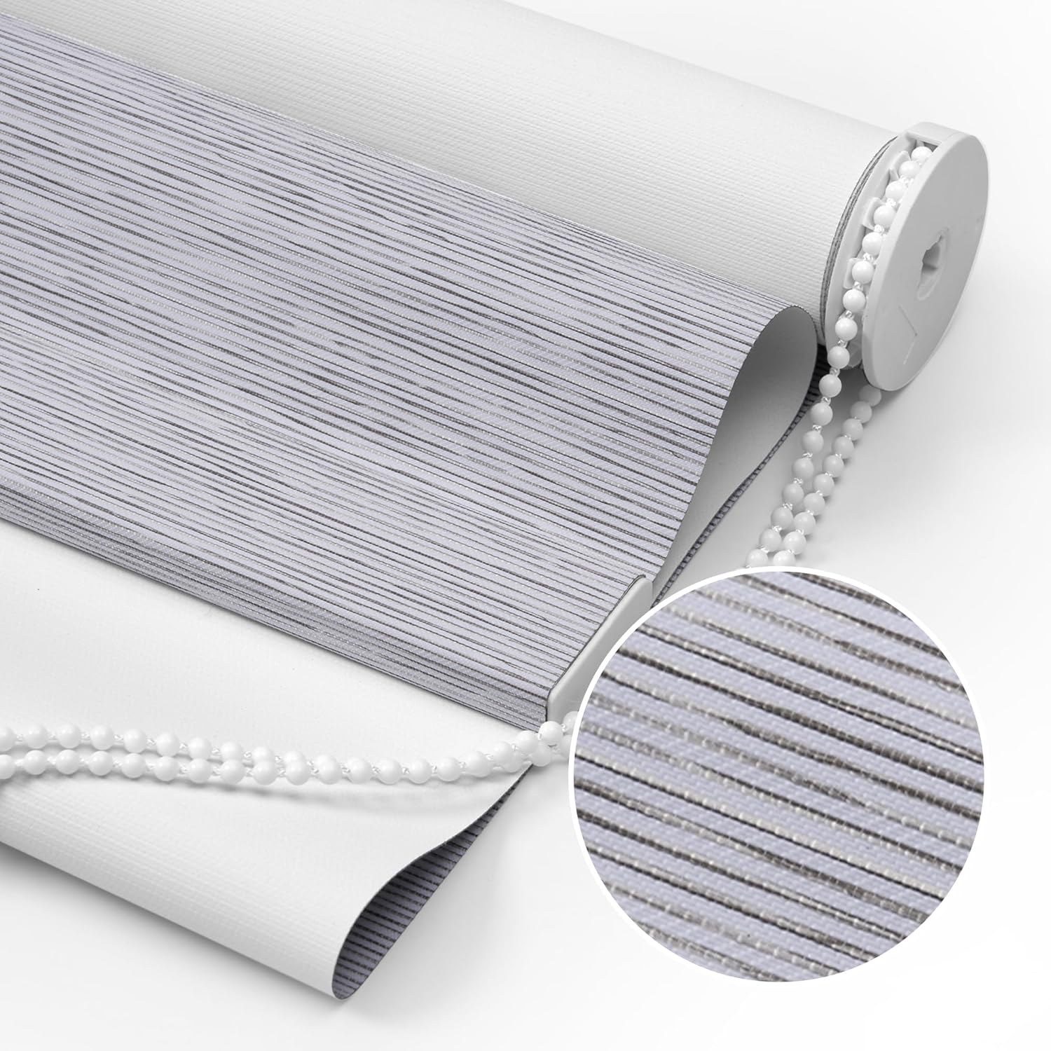BERISSA Persianas enrollables opacas de jacquard a rayas, con protección UV, ahorro de energía, fácil instalación, oscurecimiento de habitación para