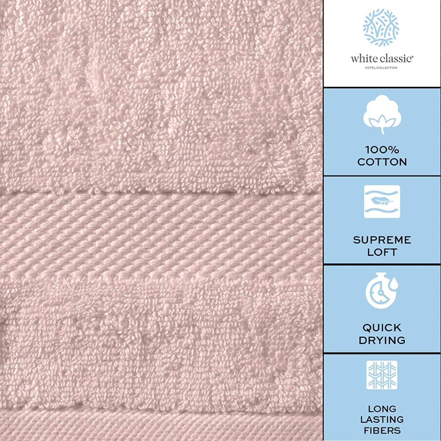 Juego de 8 toallas de baño de lujo, color blanco, 700gsm de grosor, algodón peinado, calidad de hotel, 2 toallas de baño, 2 toallas de mano, 4