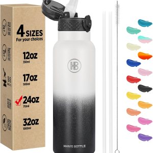Han’s Bottle Botella de agua deportiva de 24 onzas, tapa con pajilla, a prueba de fugas, acero inoxidable aislado al vacío, doble pared, taza Han’s Bottle Botella de agua deportiva de 24 onzas, tapa con pajilla, a prueba de fugas, acero inoxidable aislado al vacío, doble pared, taza