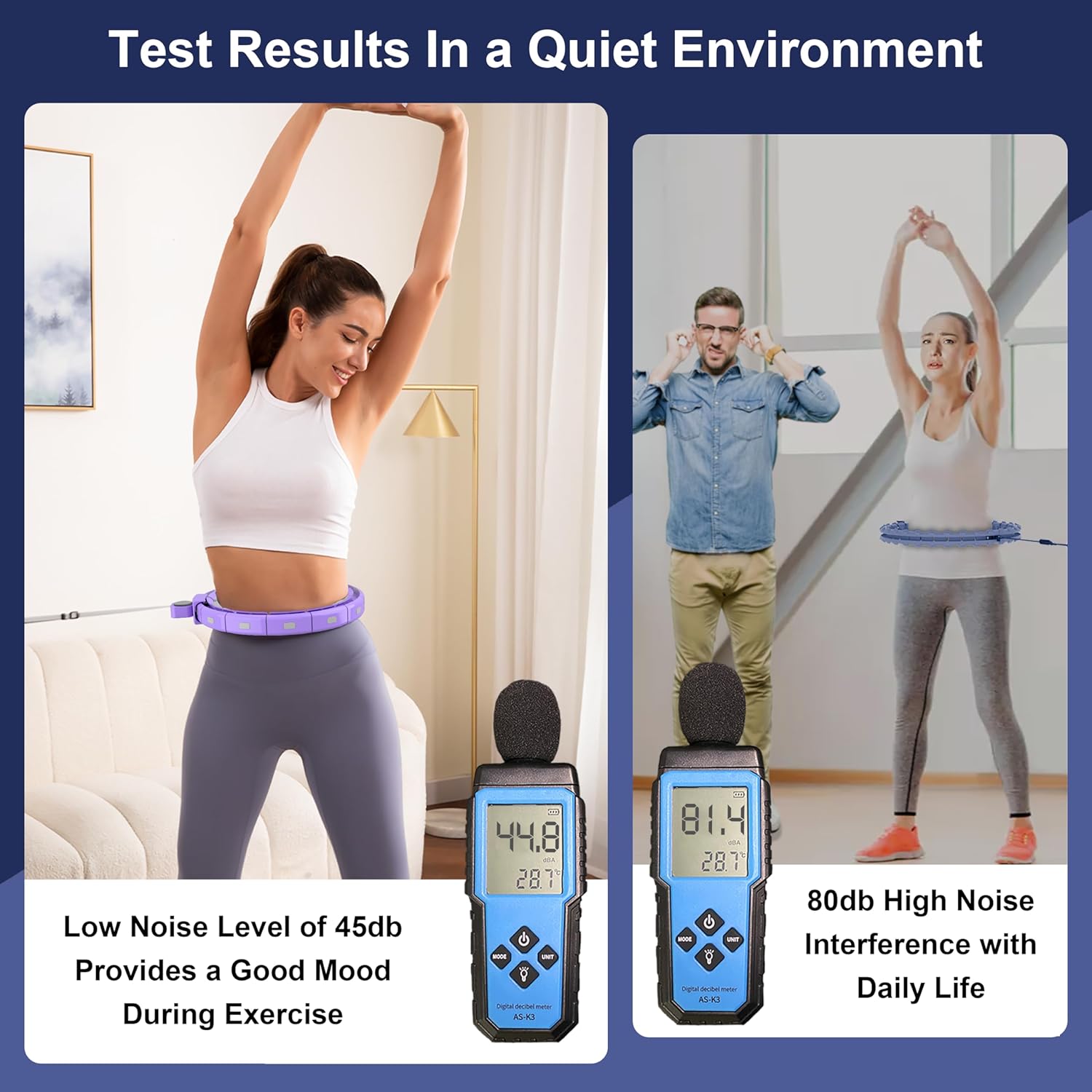 Weighted Workout Hoop for Adult Weight Loss – 50″ Plus Size Silent Smart Waist Fitness Circle with Ball – Abs Exercise Equipment for Home