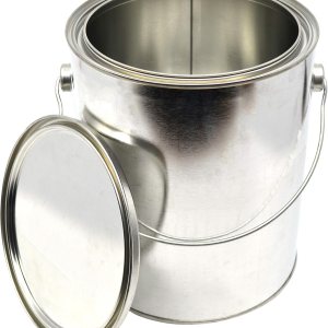 Lata de pintura metálica de 1 galón con orejas, fianza y tapa, fabricado en los Estados Unidos con metal parcialmente reciclado, 100% reciclable Lata de pintura metálica de 1 galón con orejas, fianza y tapa, fabricado en los Estados Unidos con metal parcialmente reciclado, 100% reciclable
